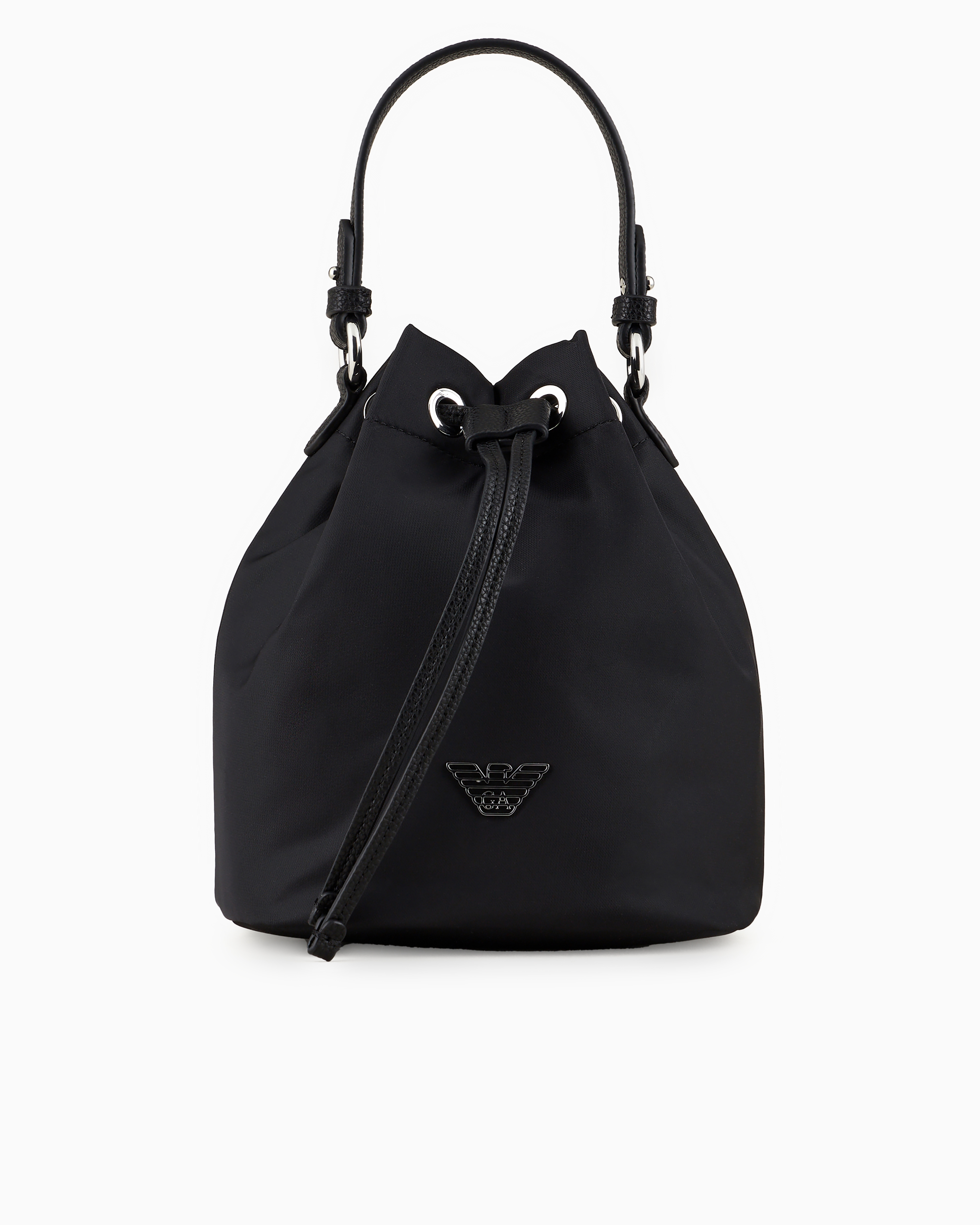 Emporio Armani Travel Essentials Recycled-nylon Bucket Bag In Black