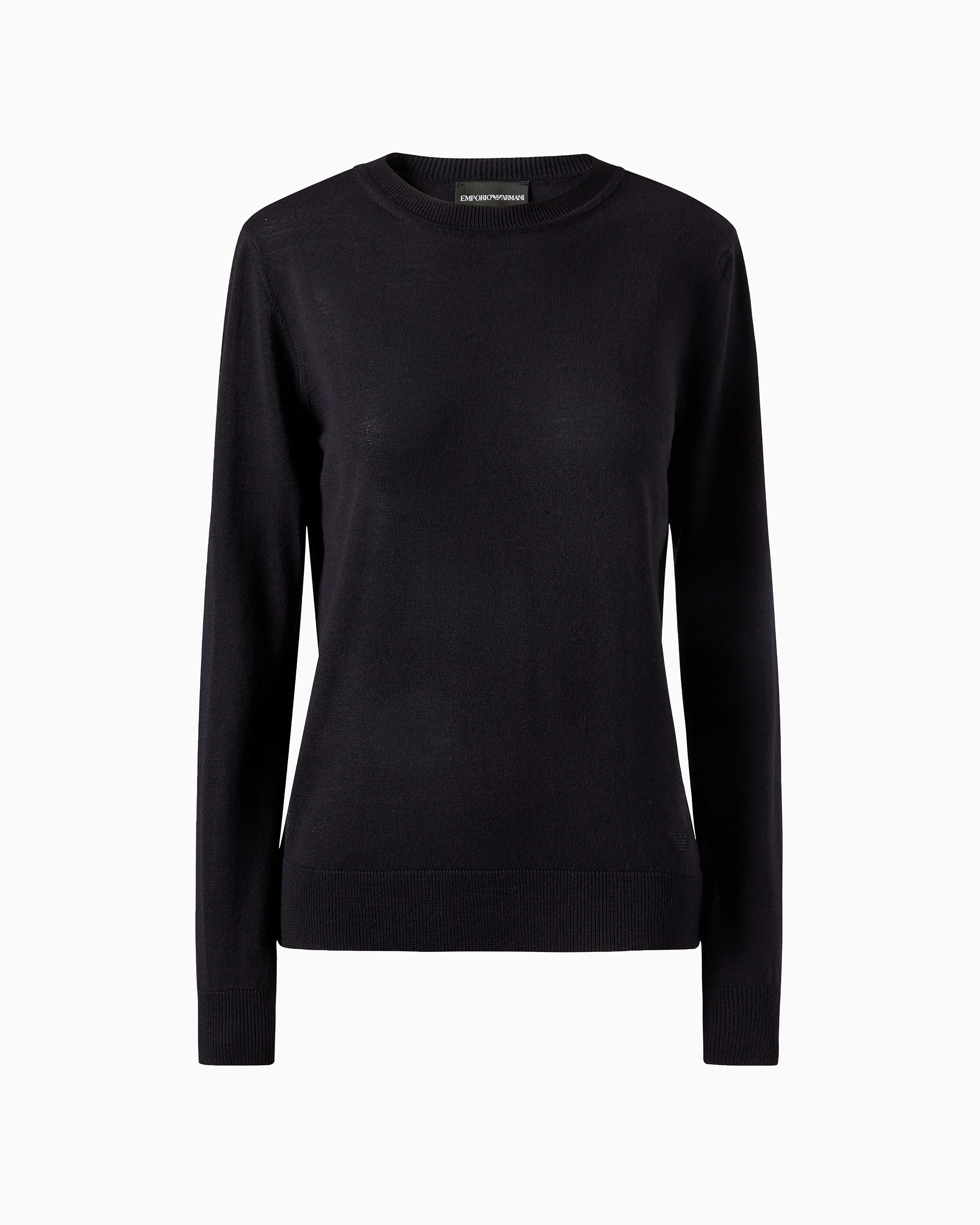 Emporio Armani Official Store Pull Ras-du-cou En Pure Laine Vierge In Bleu Marine