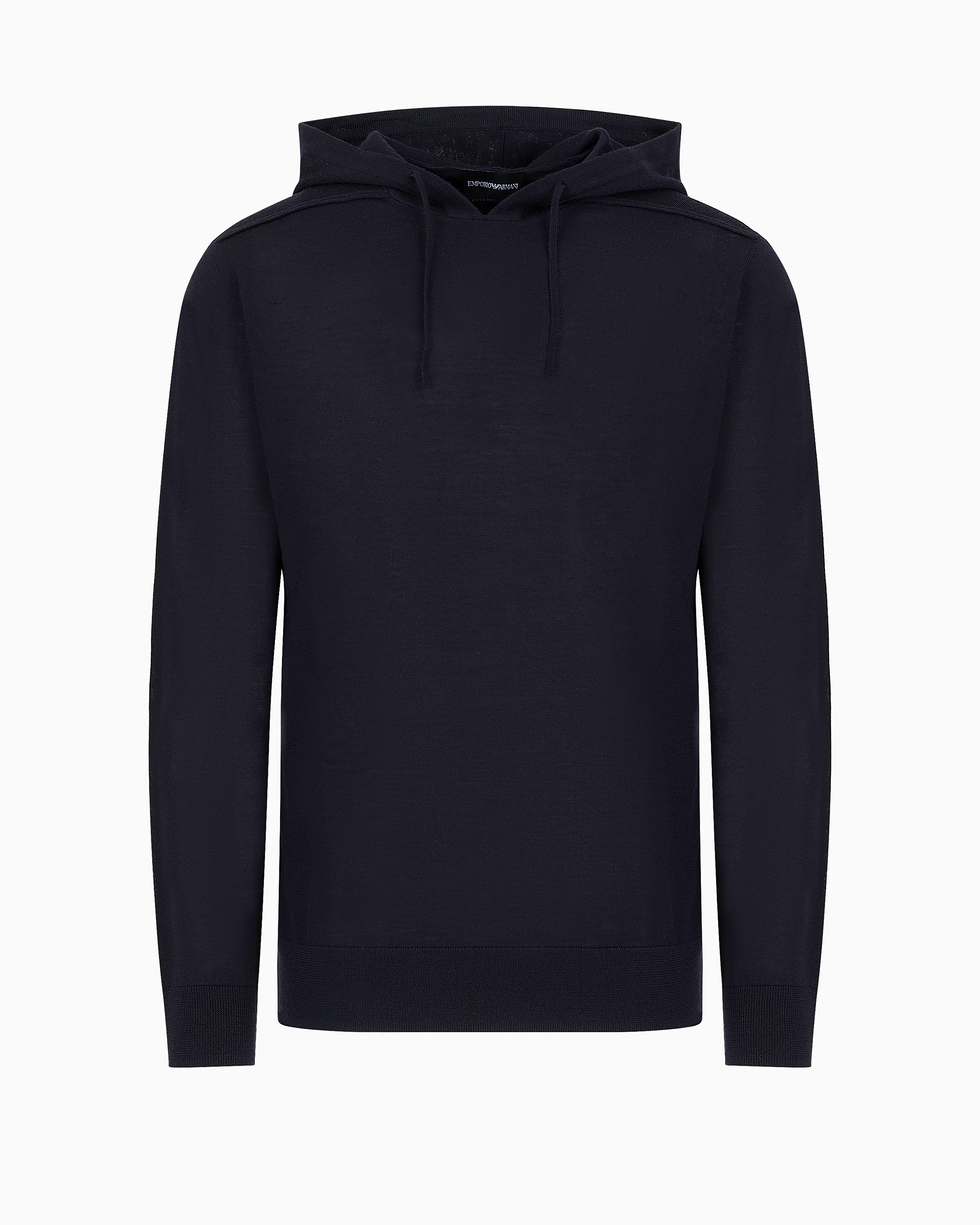 Emporio Armani Lyocell-blend Hooded Jumper In Navy Blue