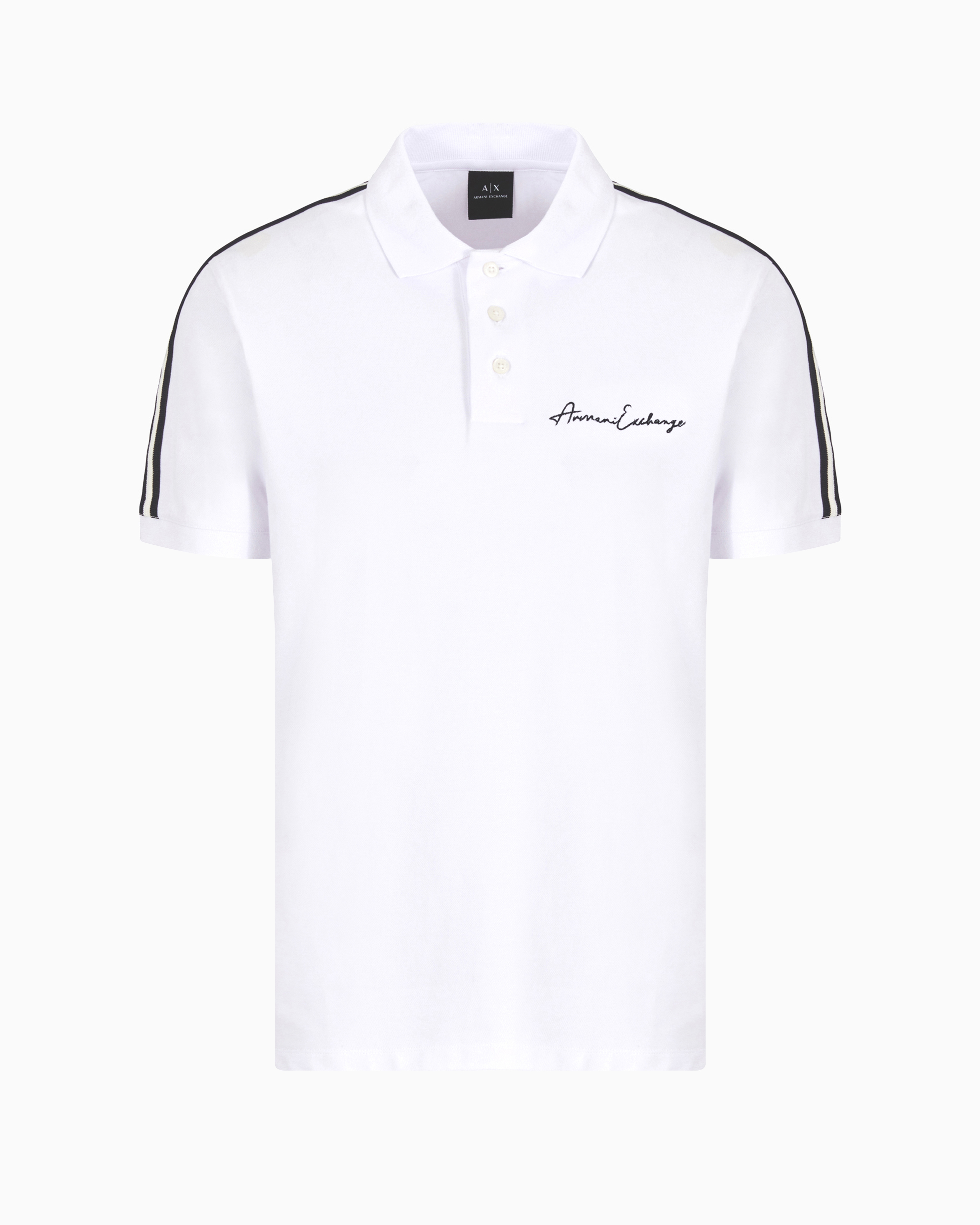 Armani Exchange Official Store Regular Fit Polo Shirt With Signature Logo In White