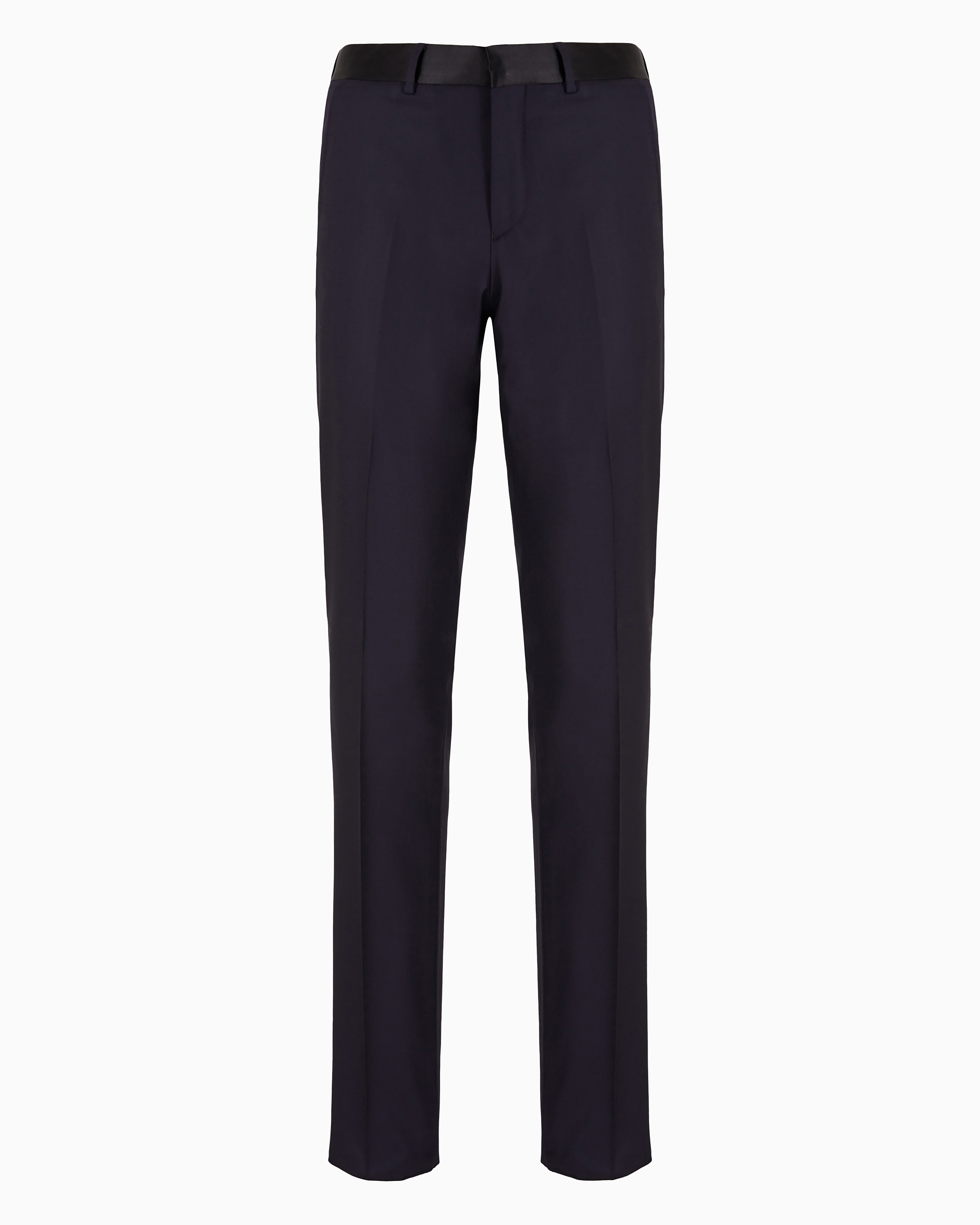 Emporio Armani Worsted Virgin-wool Trousers In Blue