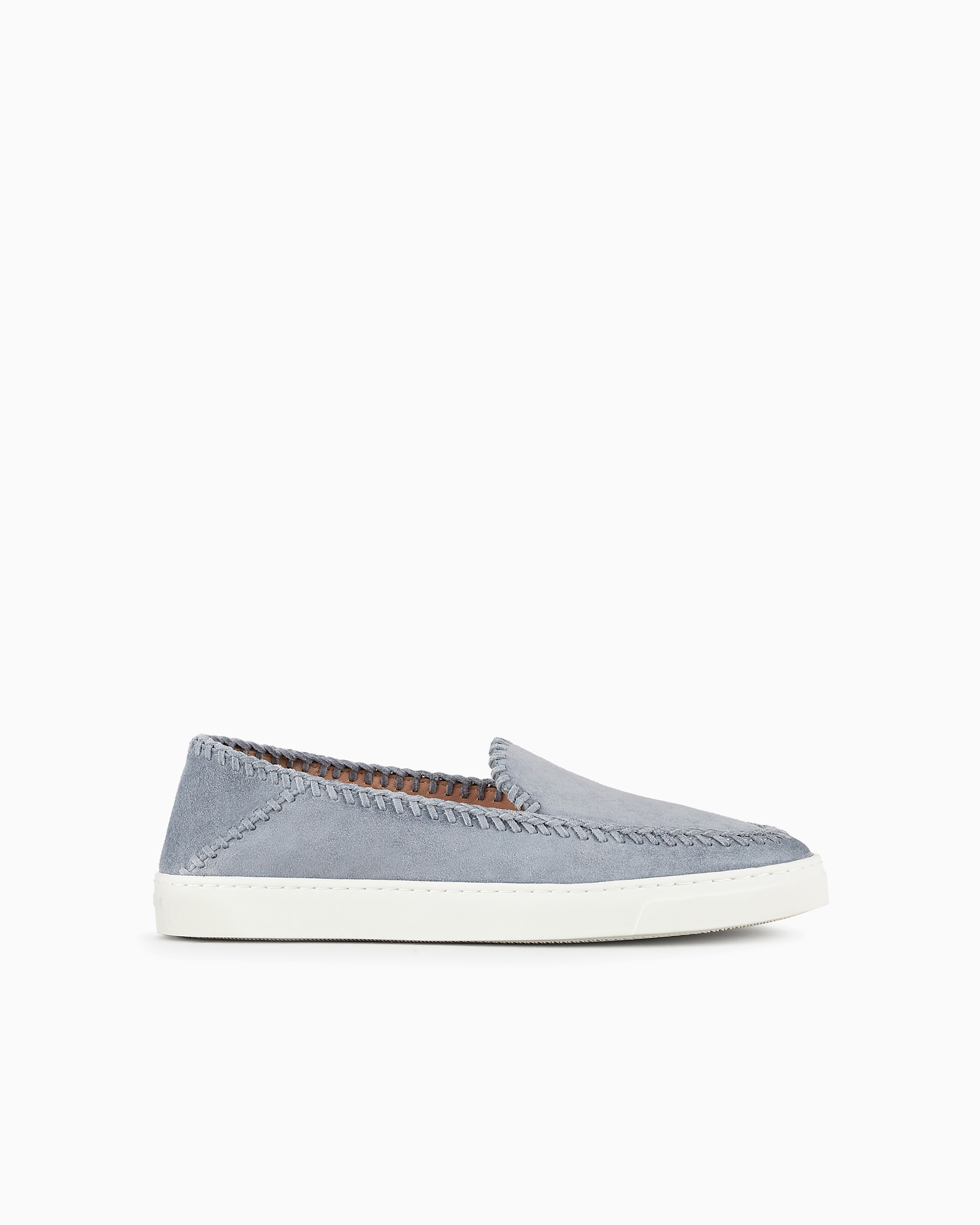 Giorgio Armani Official Store Galleria 3 Suede Slip-ons In Azure