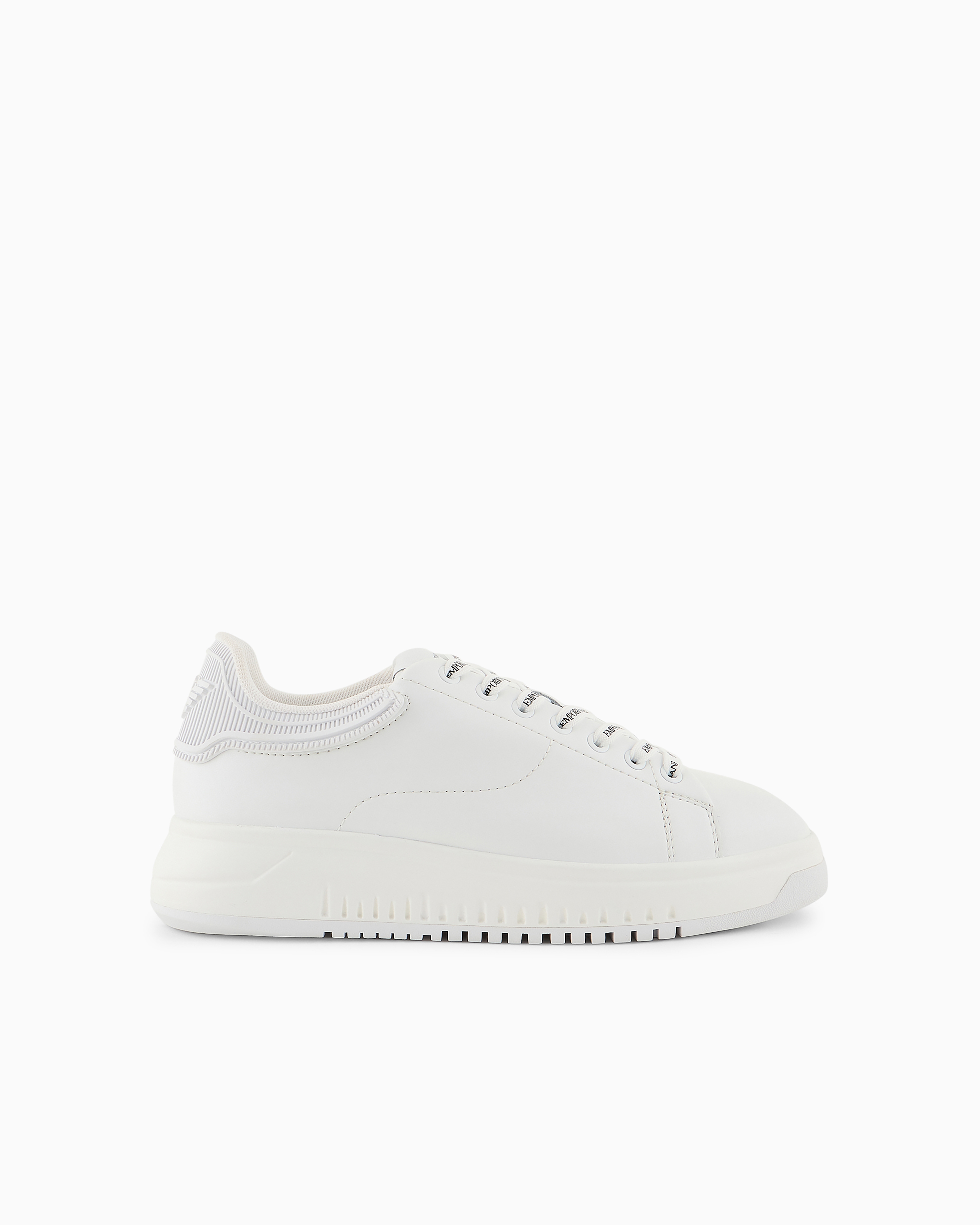 Emporio Armani Leather Sneakers With Rubber Backs In White