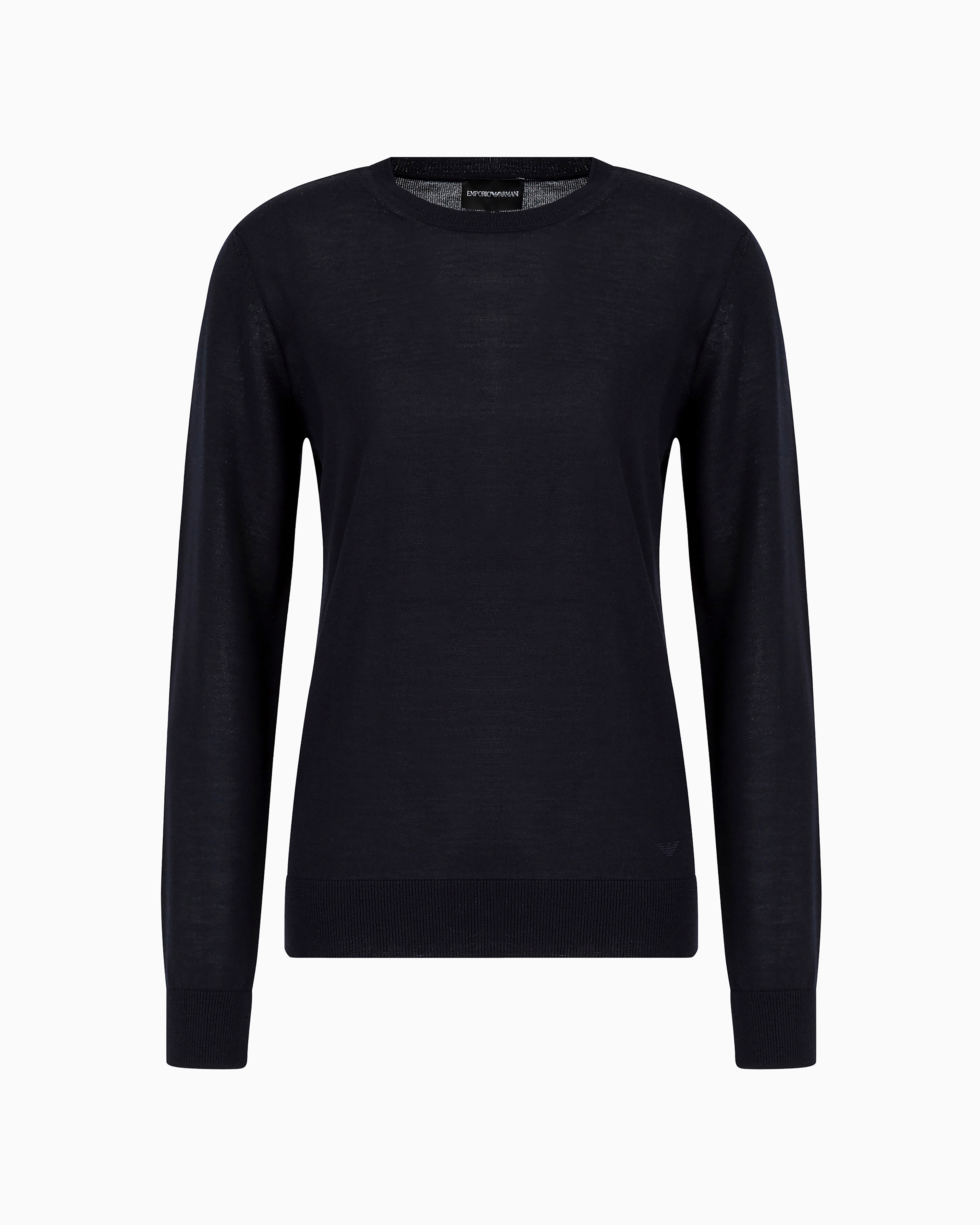 Emporio Armani Crew-neck Jumper In Pure Virgin Wool In Blue