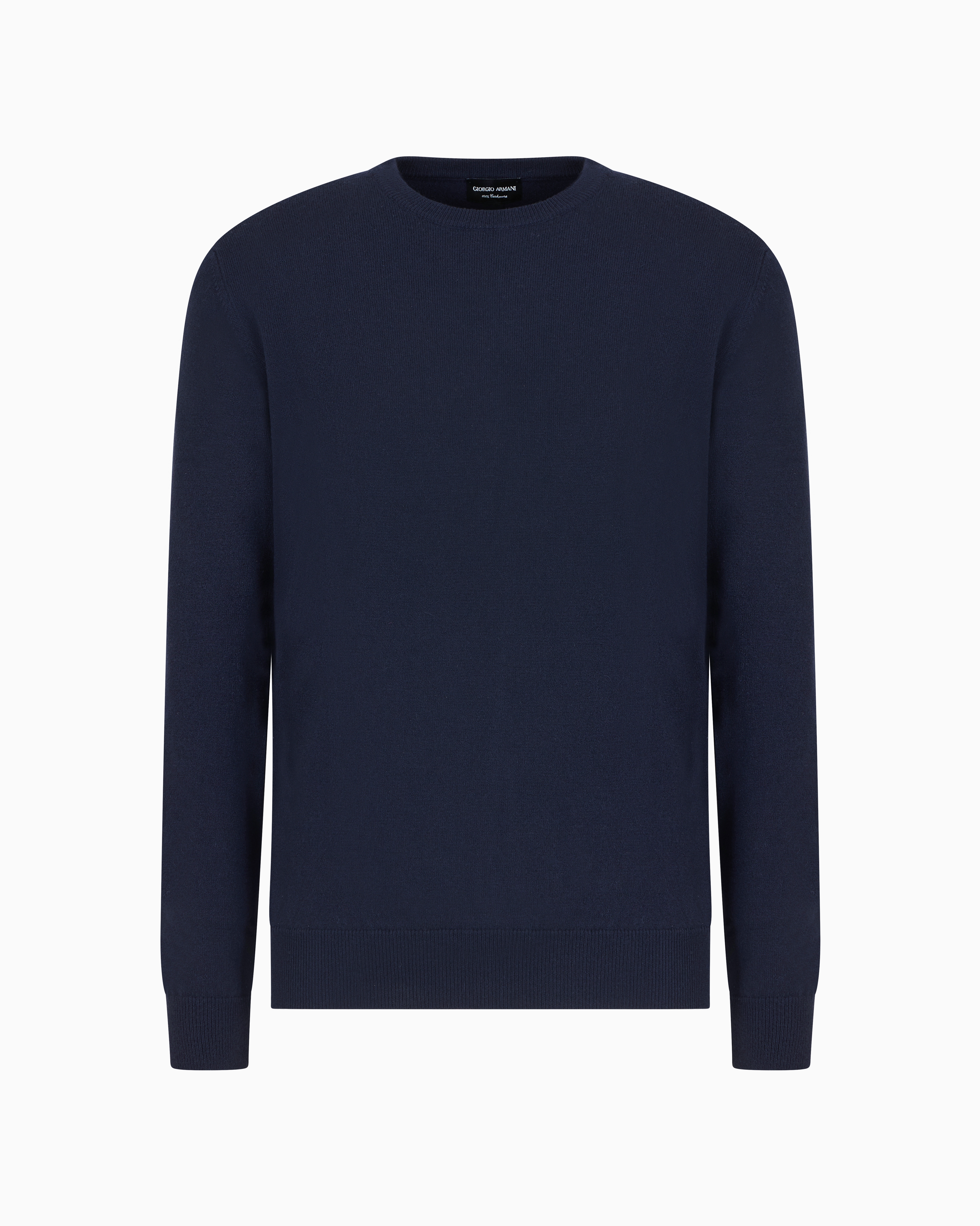 Giorgio Armani Official Store Pure Cashmere Crew-neck Jumper In Navy Blue