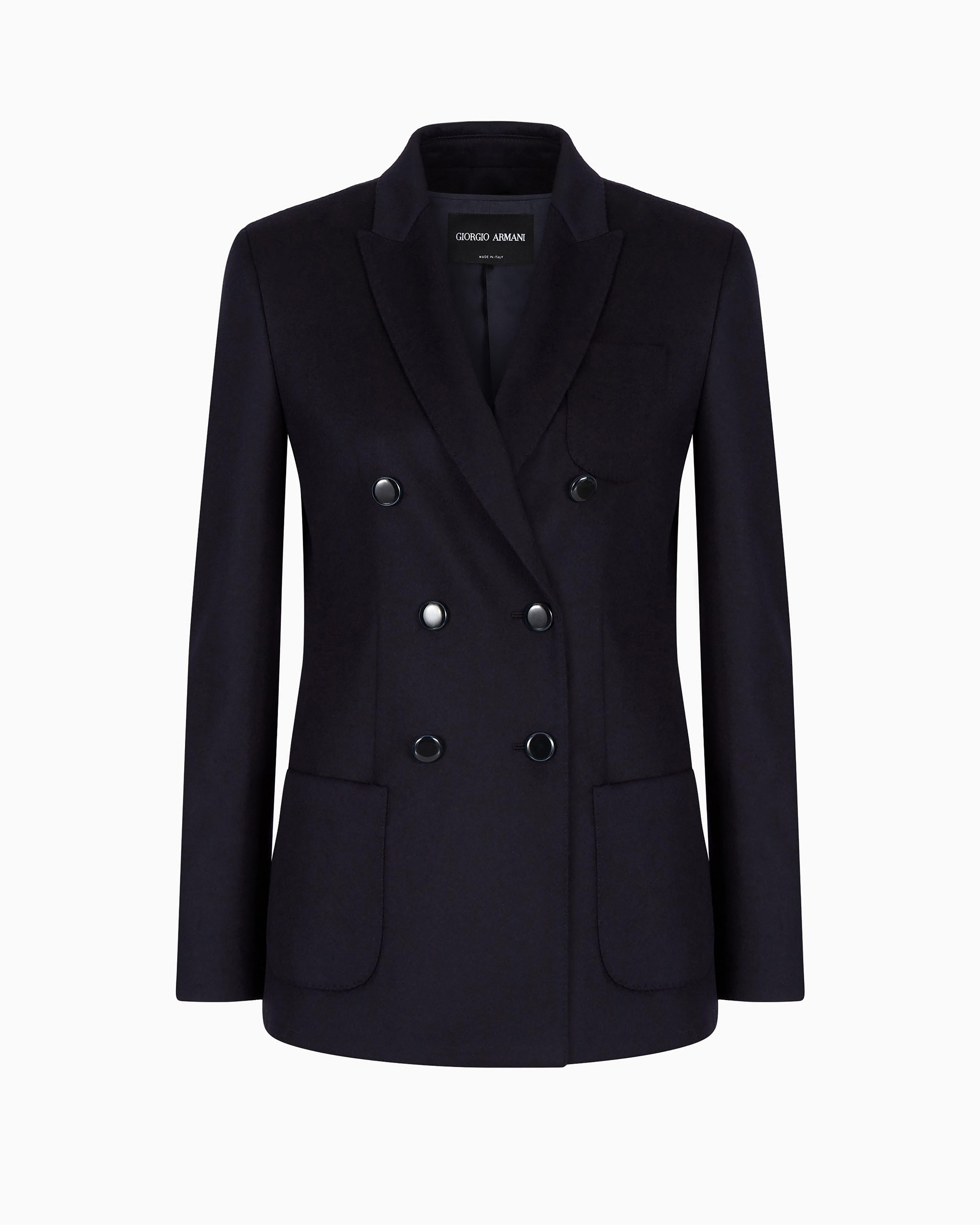 Giorgio Armani Official Store Double-breasted Jacket In Virgin Wool And Cashmere In Navy Blue