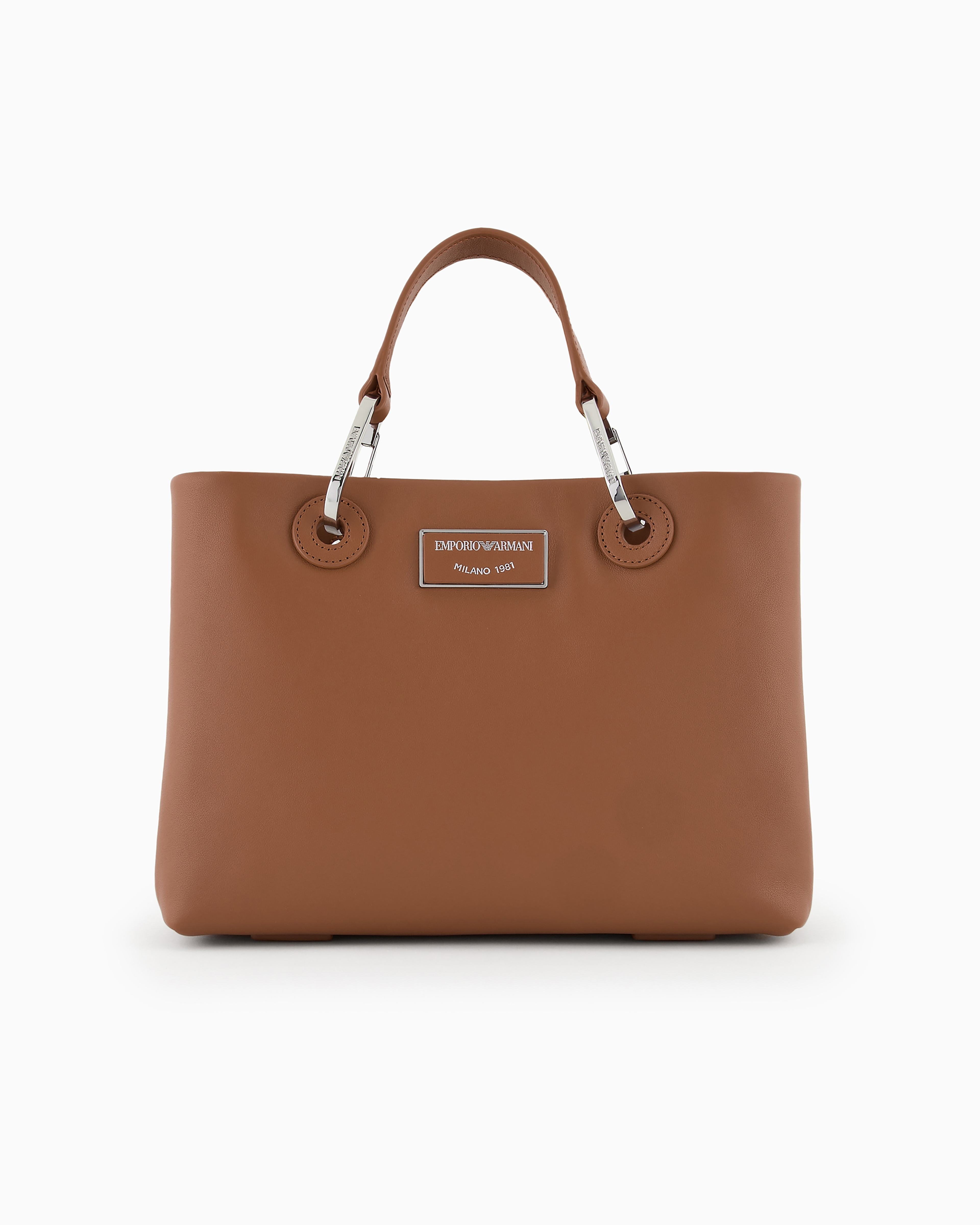 Emporio Armani Official Store Kleine Shopper Myea Bag Aus Bio-leder In Brown
