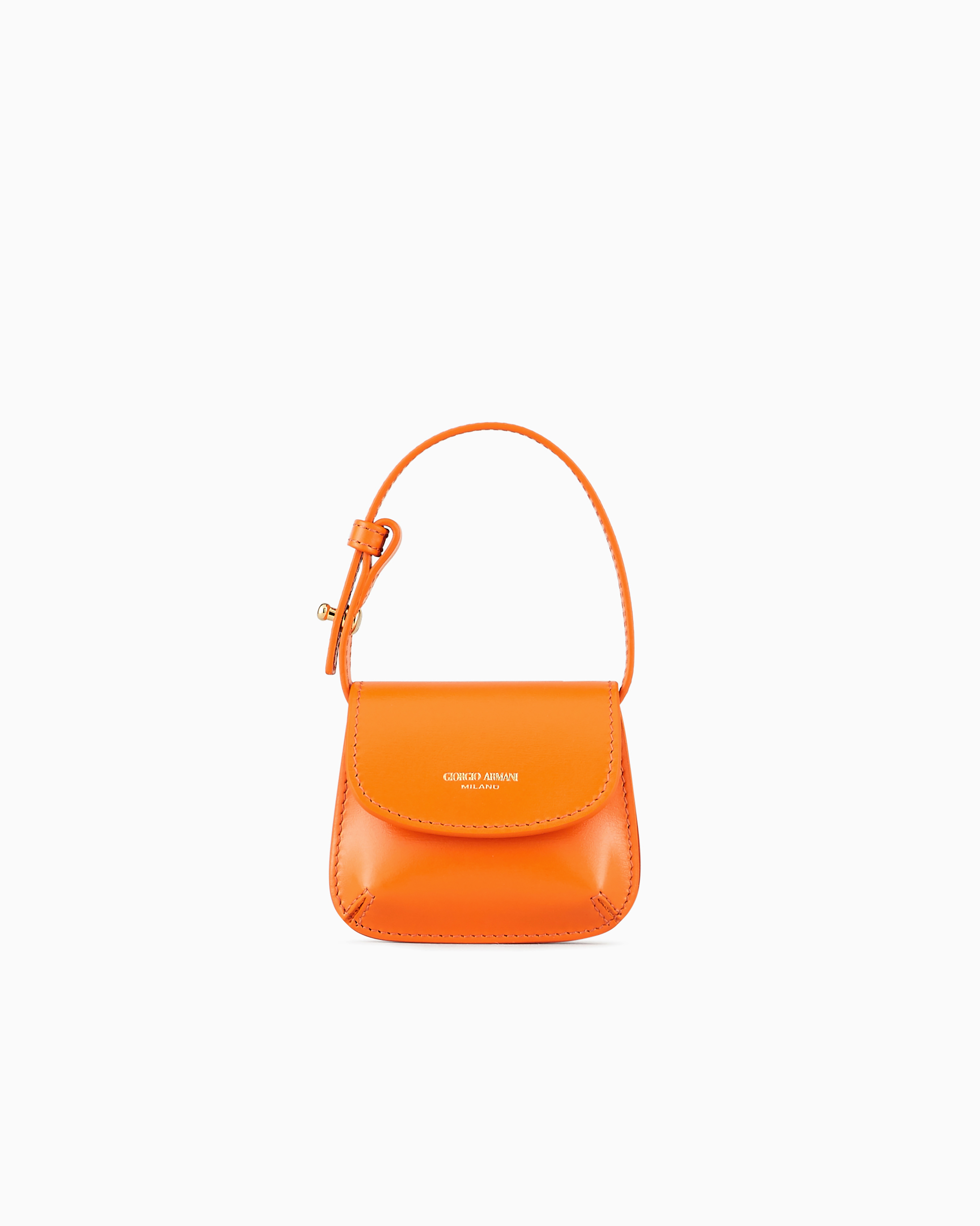 Giorgio Armani La Prima Palmellato Leather Mini-charm In Orange