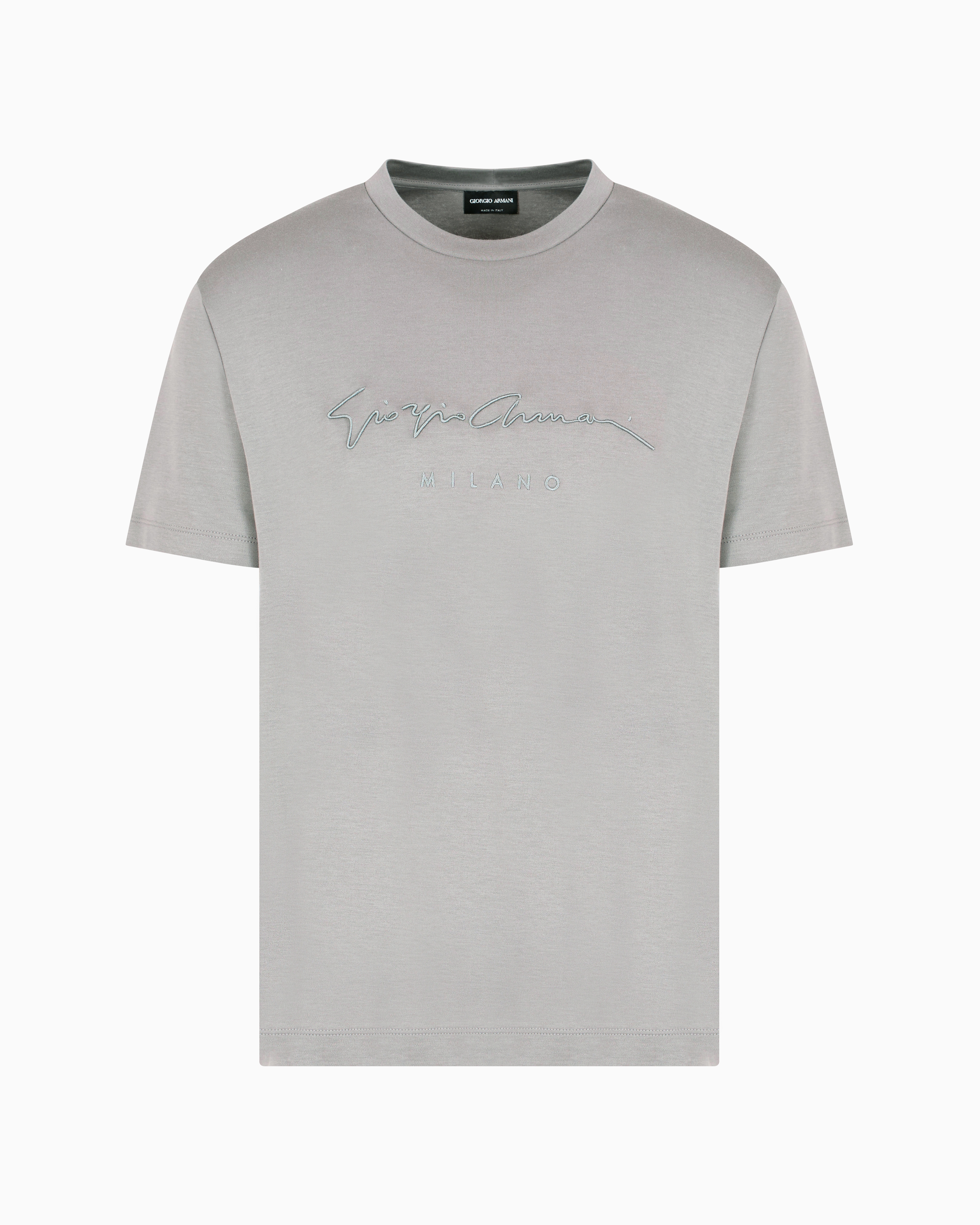 Giorgio Armani Official Store T-shirt En Interlock De Pur Coton Avec Broderie Logo