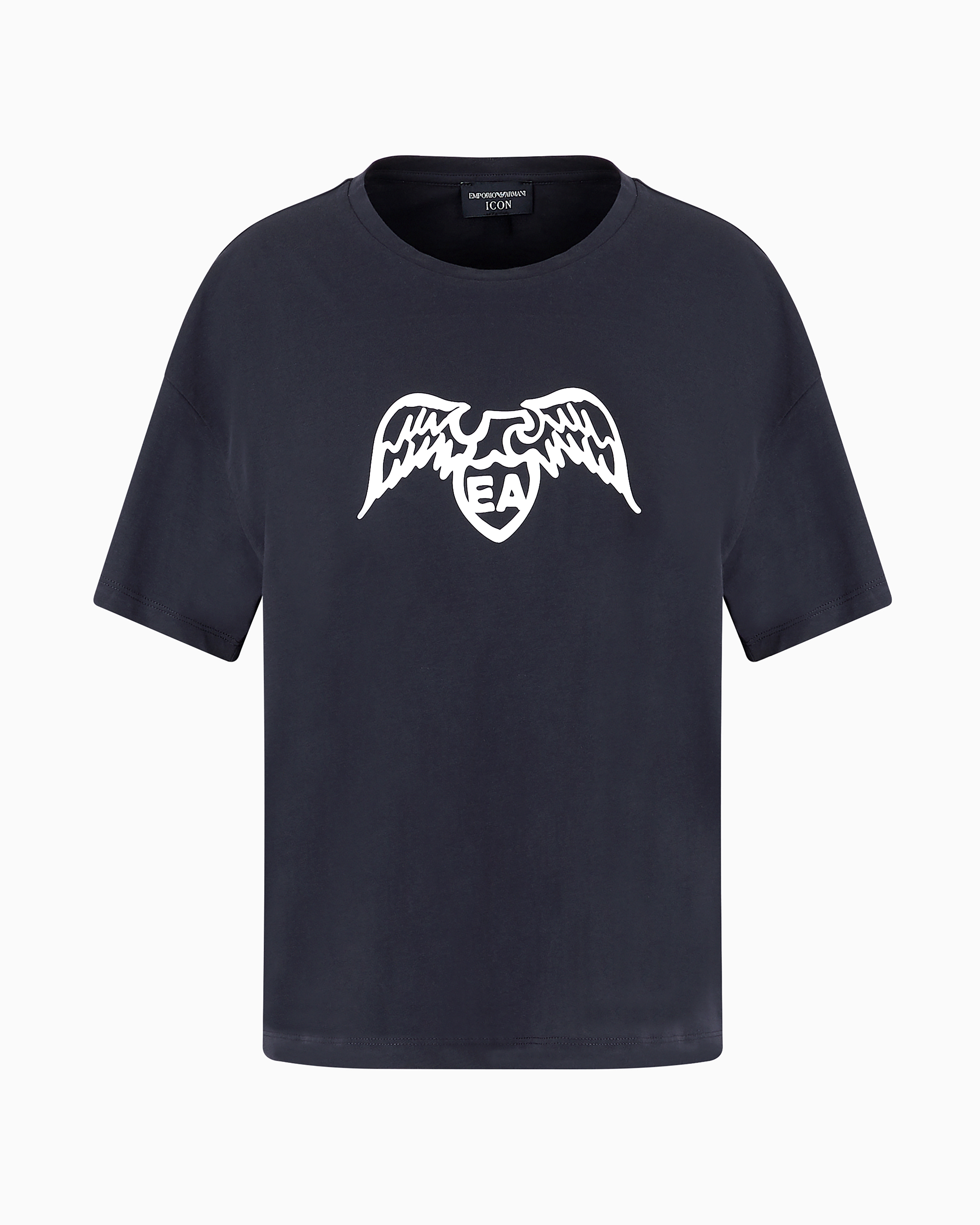 Emporio Armani Pima T-shirt With Eagle Logo In Navy Blue