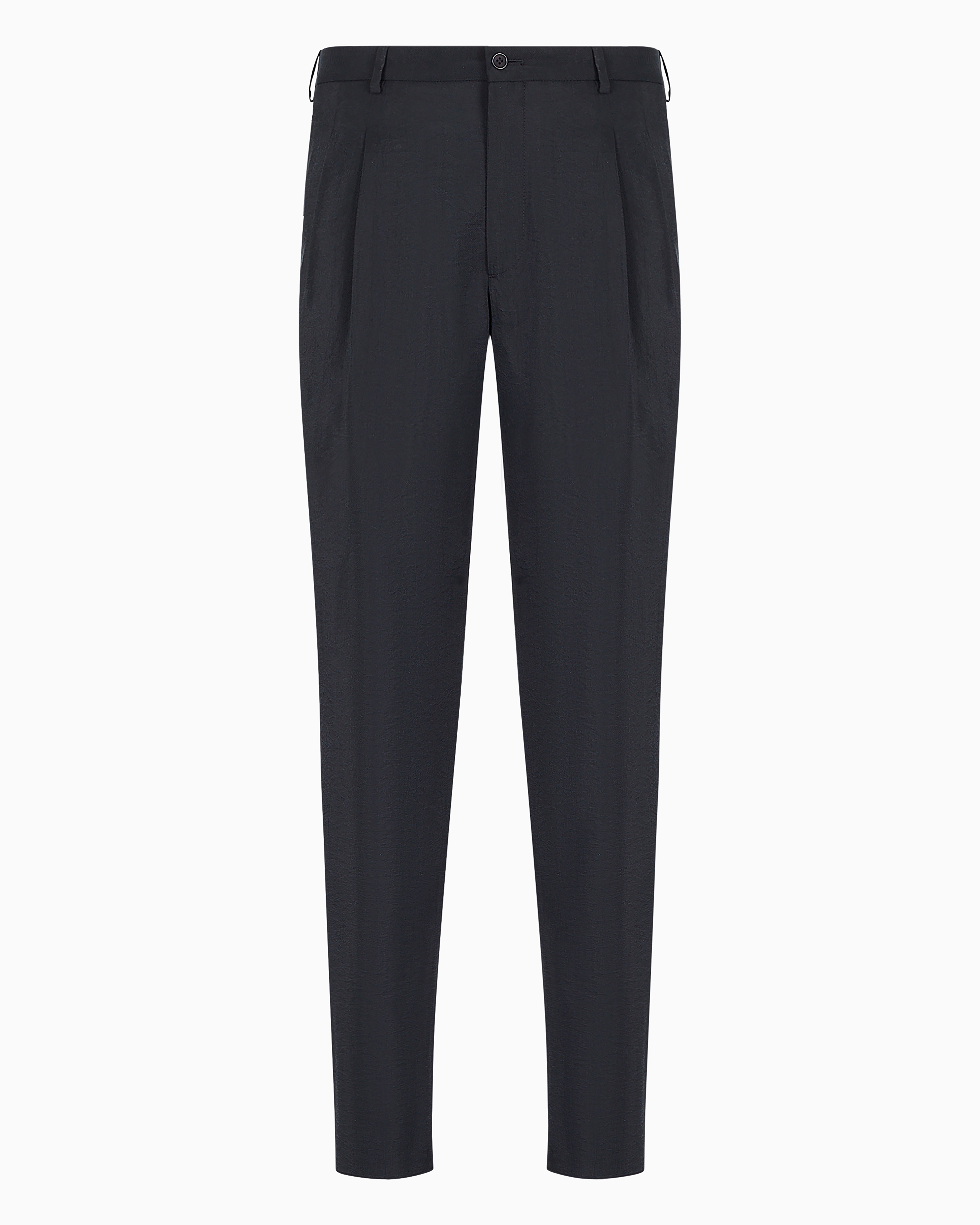 Giorgio Armani Official Store Two-dart Trousers In Silk-blend Twill In Midnight Blue