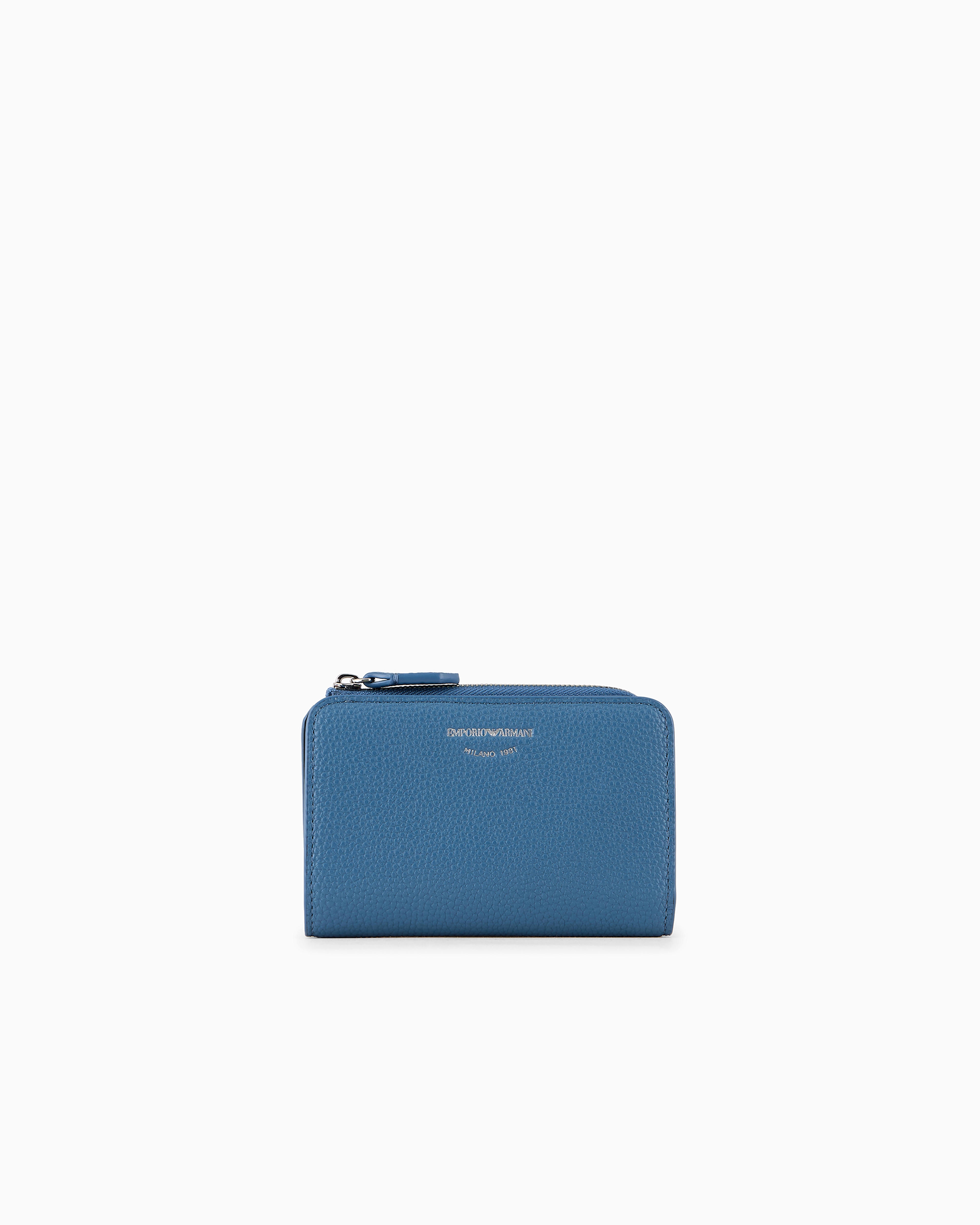 Emporio Armani Official Store Deer-print Myea Wallet With Coin Purse In Azure