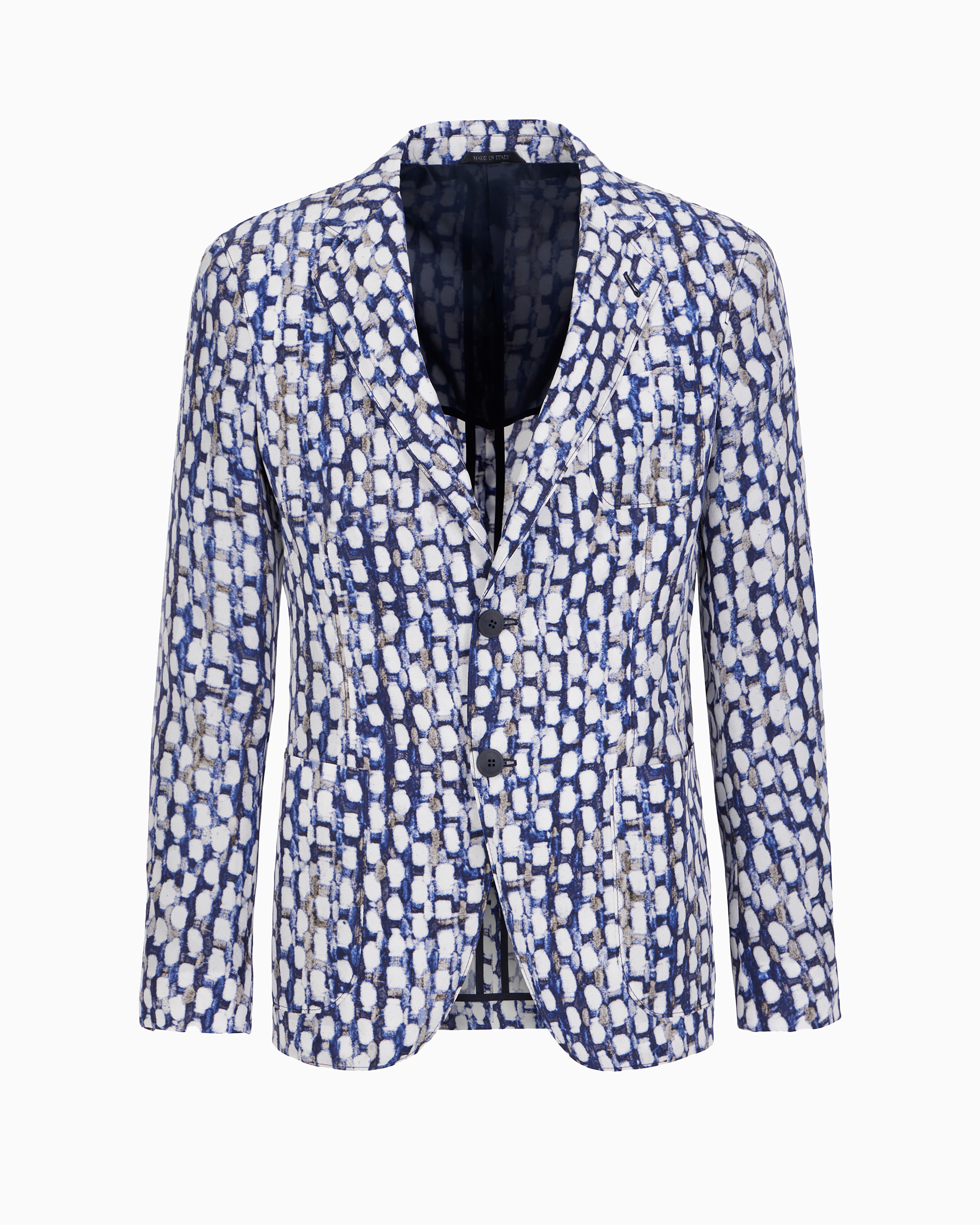 Giorgio Armani Official Store Upton Line Single-breasted Jacket In Printed Cupro In Two-tone