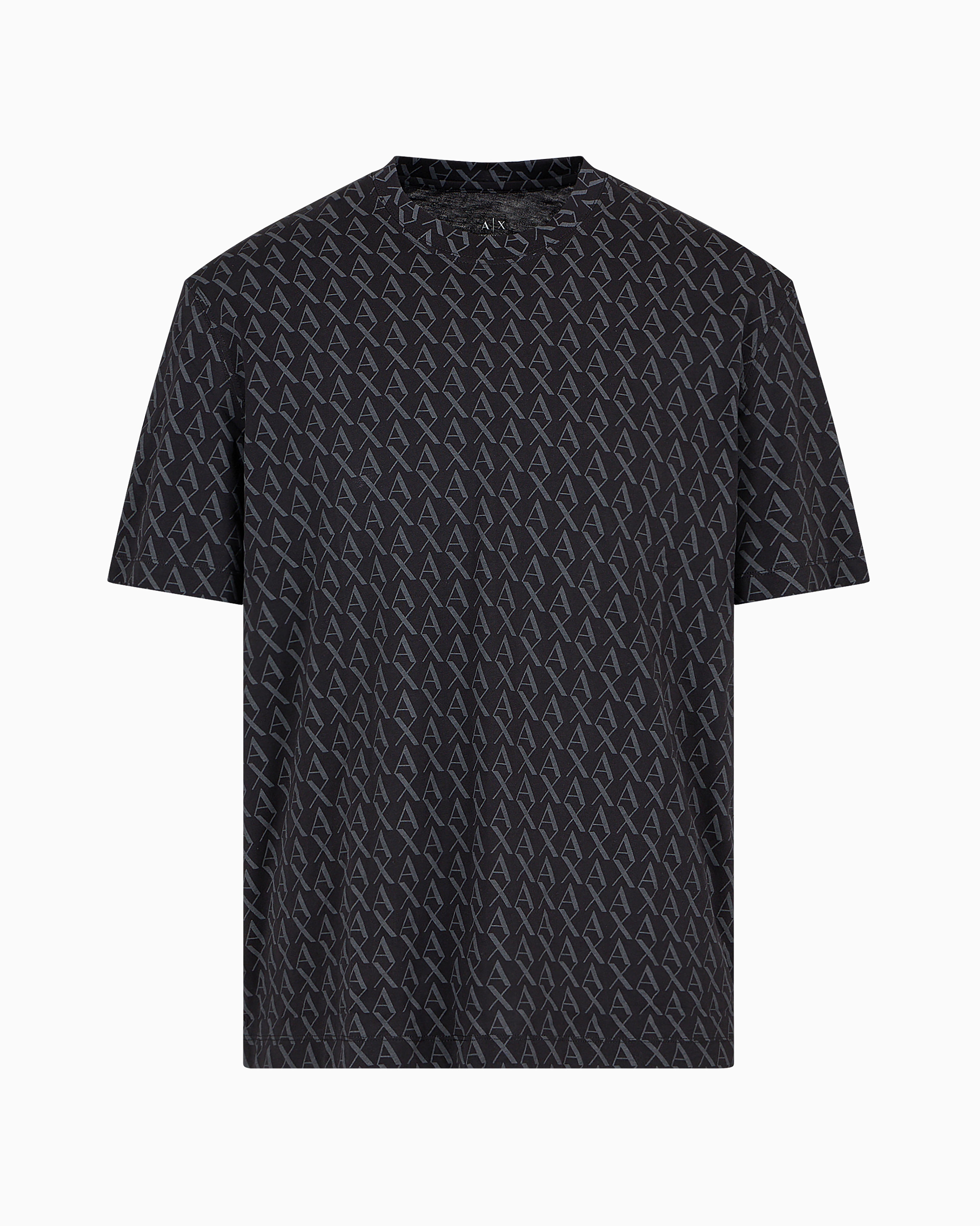 Armani Exchange Long Sleeve T-shirt With Logo Prints In Black