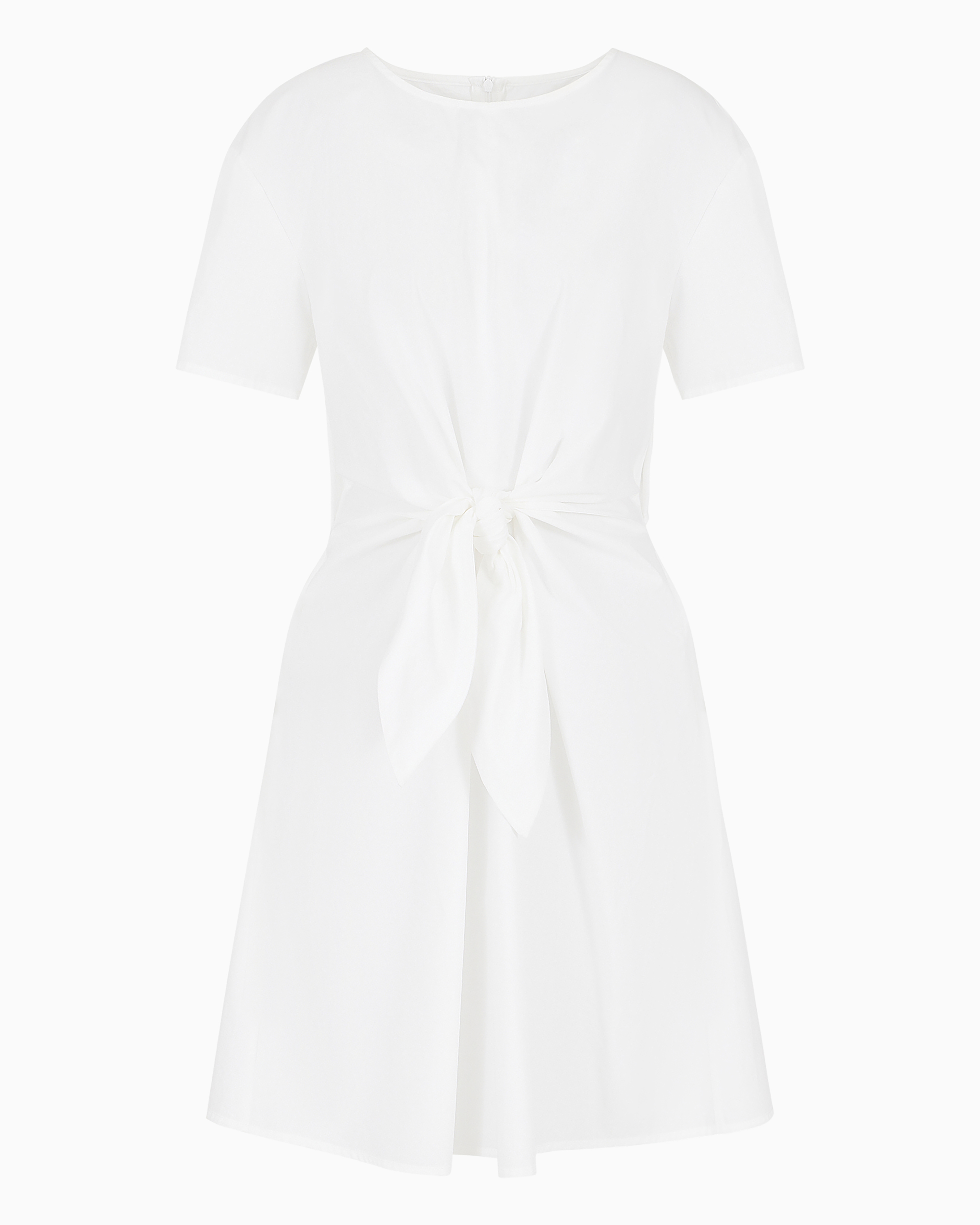 Emporio Armani Cutout Tie-waist Cotton Poplin Mini Dress In White