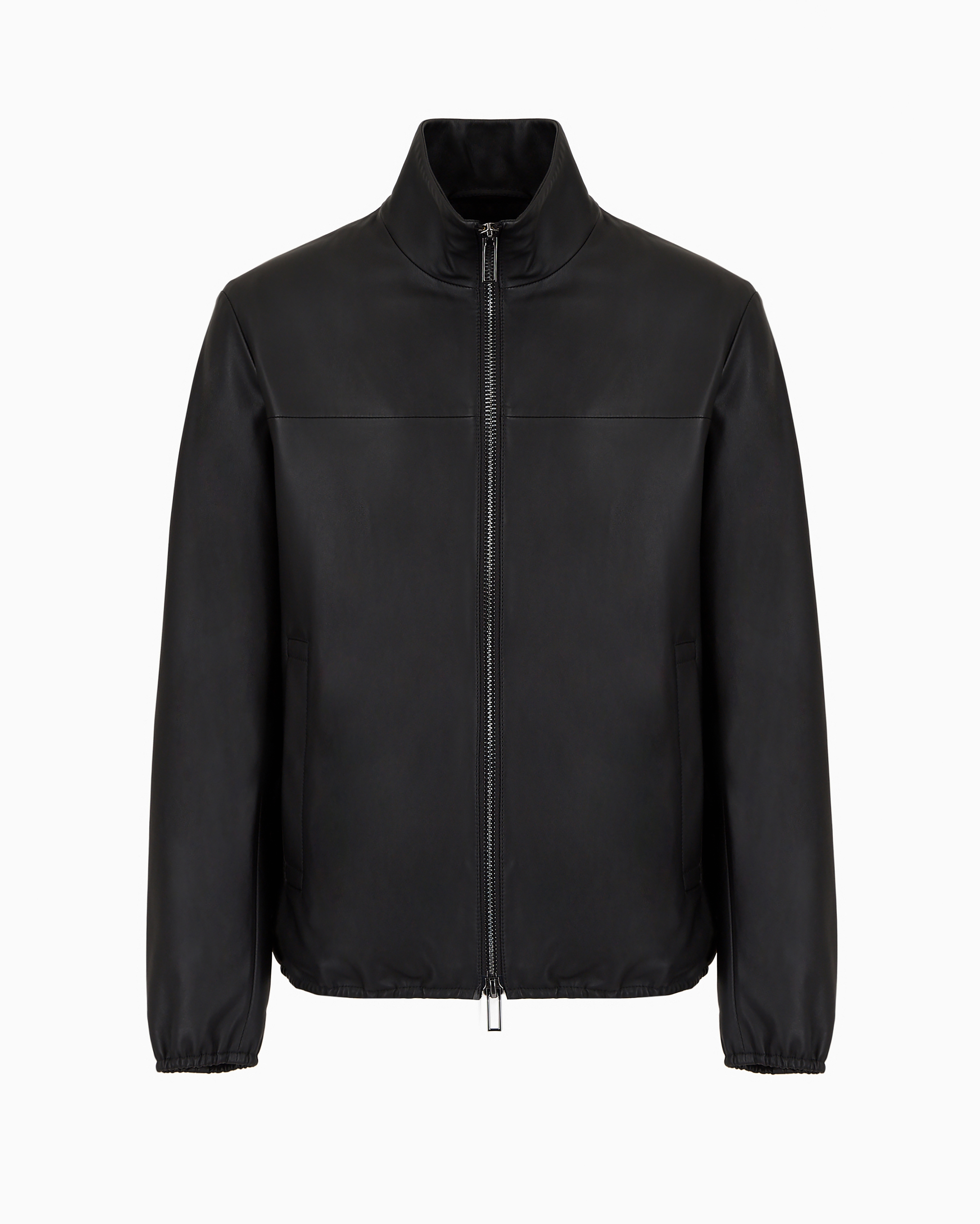 Emporio Armani Semi-aniline Nappa Lambskin Blouson With Full-length Zip In Black