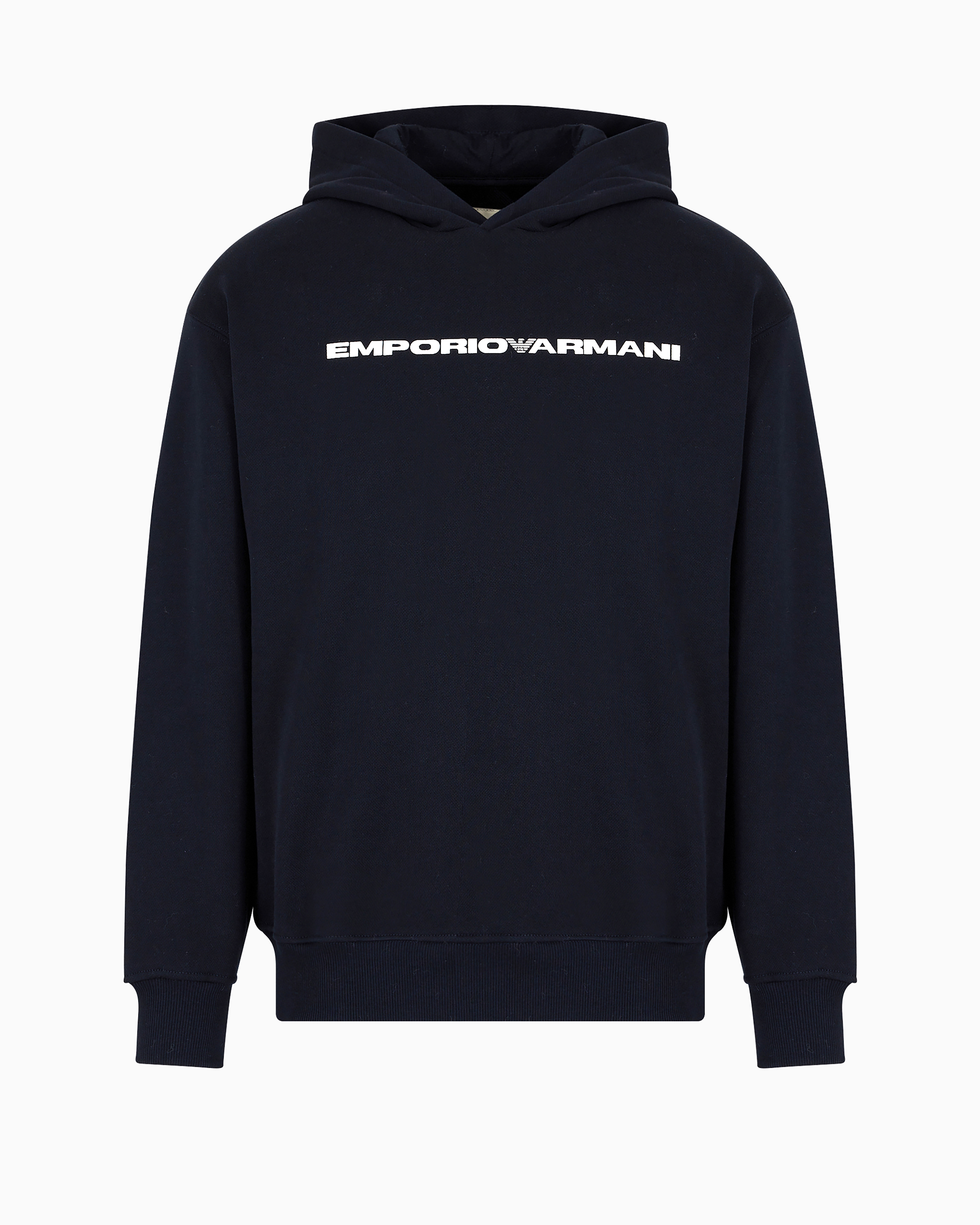 Emporio Armani Official Store Sustainable Collection Hooded Sweatshirt In Navy Blue