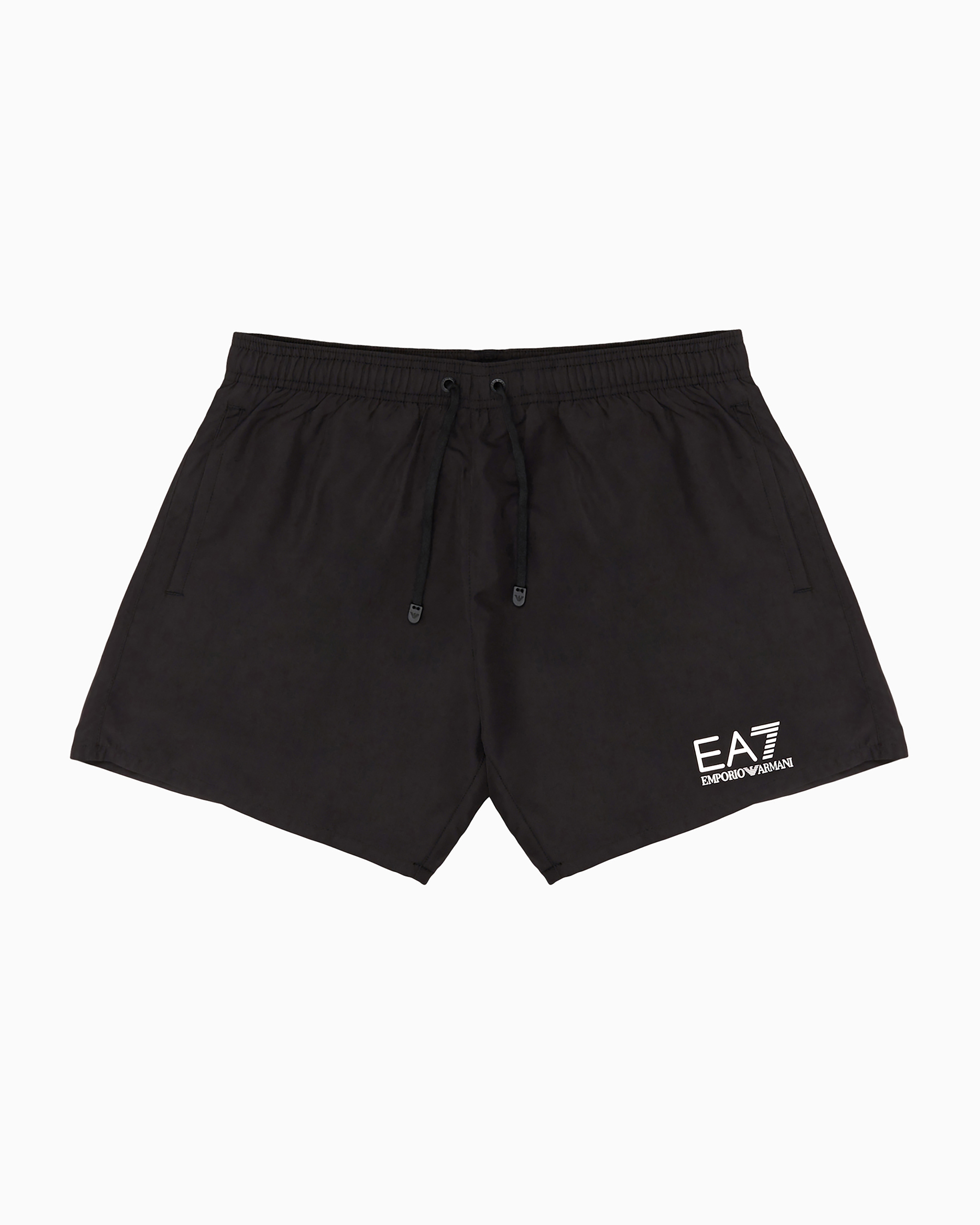 Emporio Armani Water Sports Swim Trunks With Logo In Black