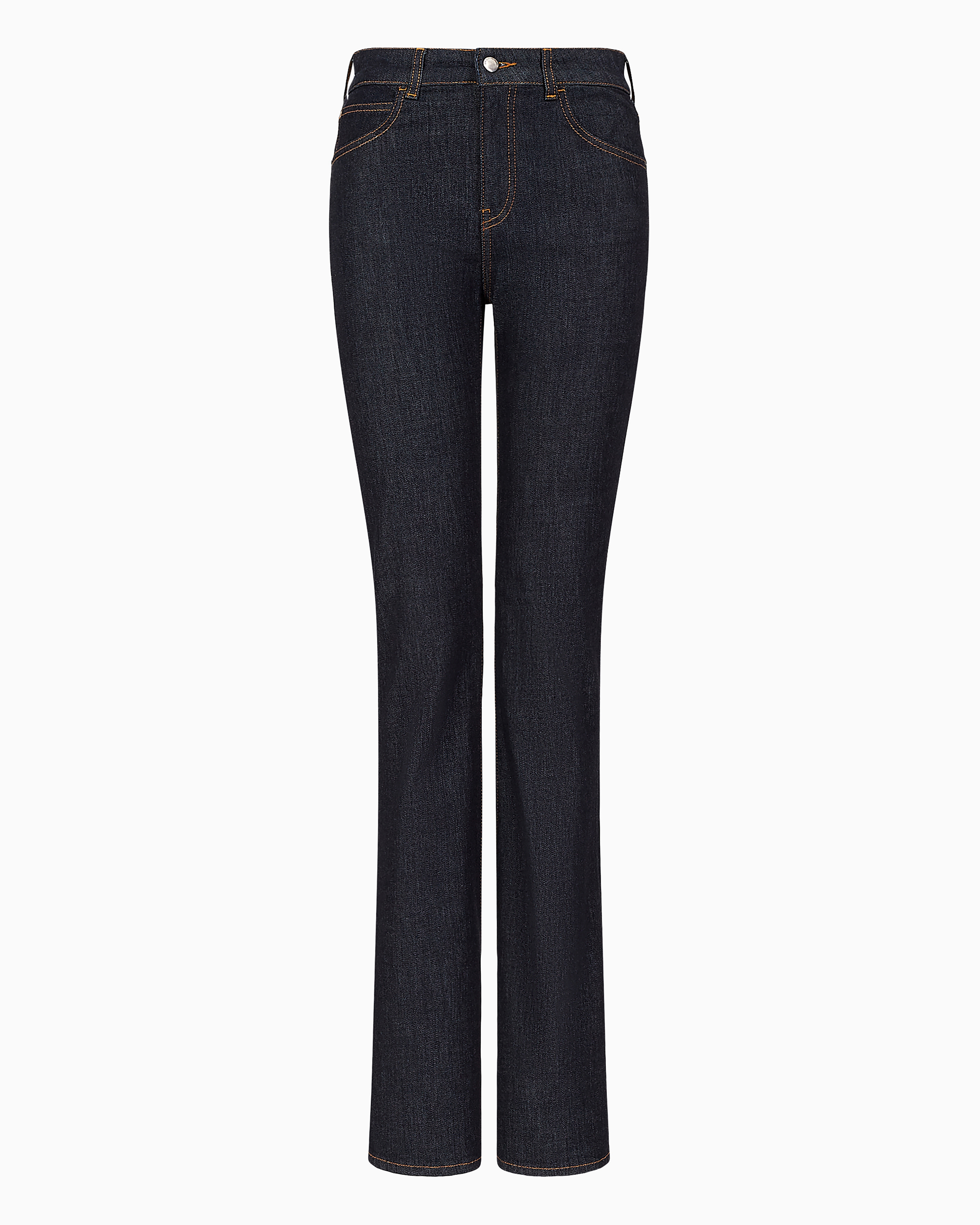 Shop Emporio Armani J47 Medium High-waisted, Lightly Worn-look, Flared, Stretch-denim Jeans In Blue