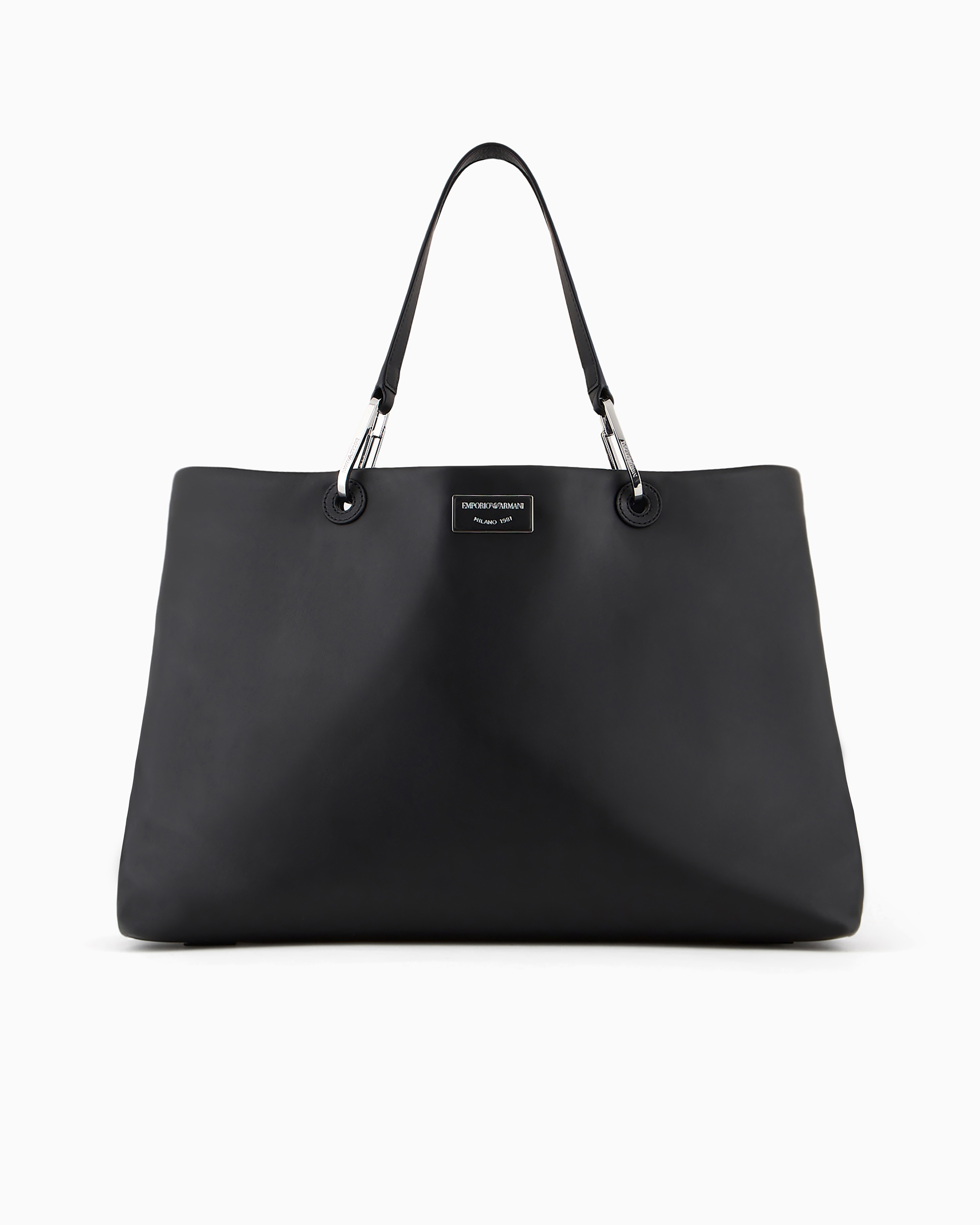 Emporio Armani Official Store Large Myea Shopper Bag In Ecological Leather In Black