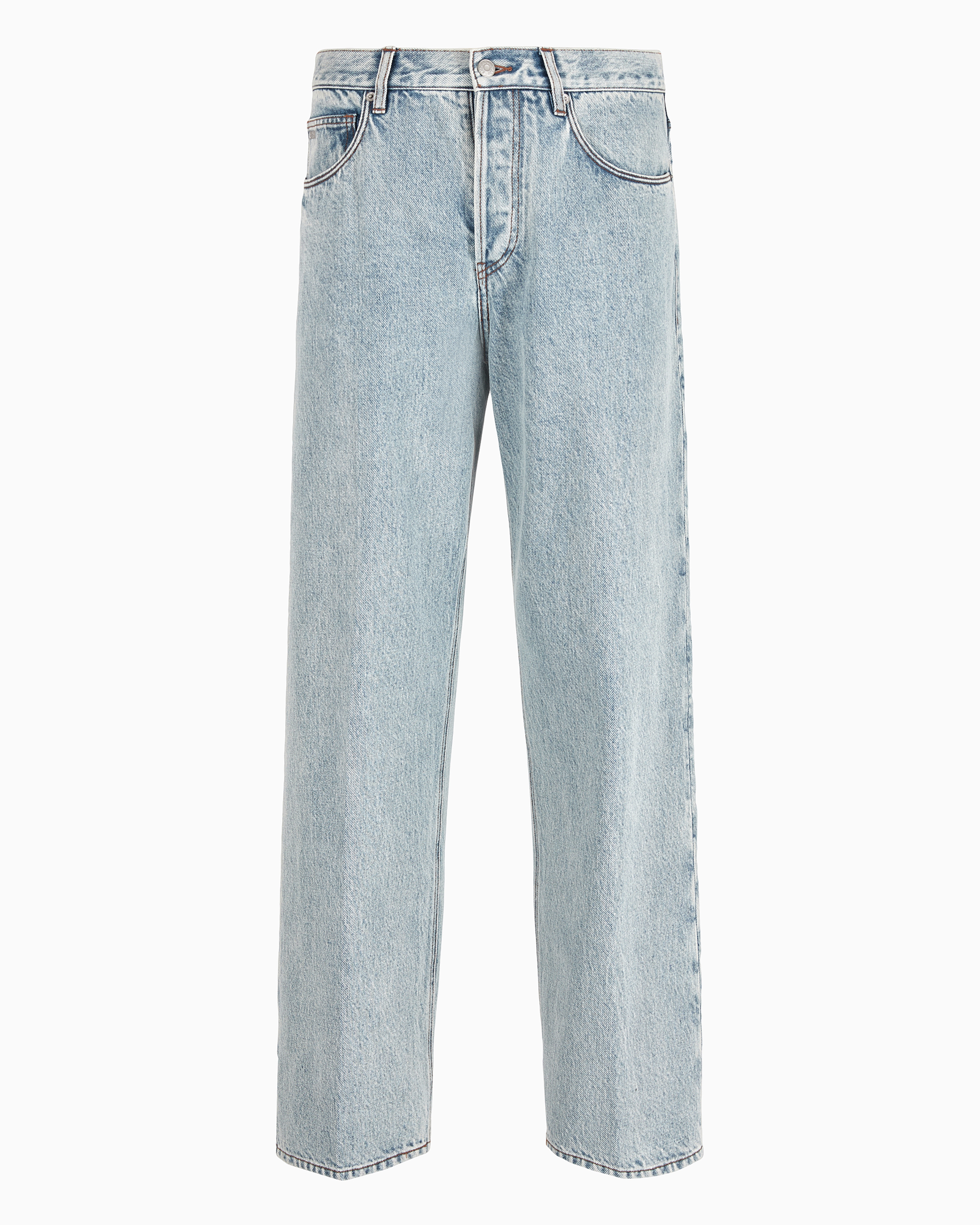Emporio Armani Official Store J74 Loose-fit Marbled Denim Jeans In Light Blue