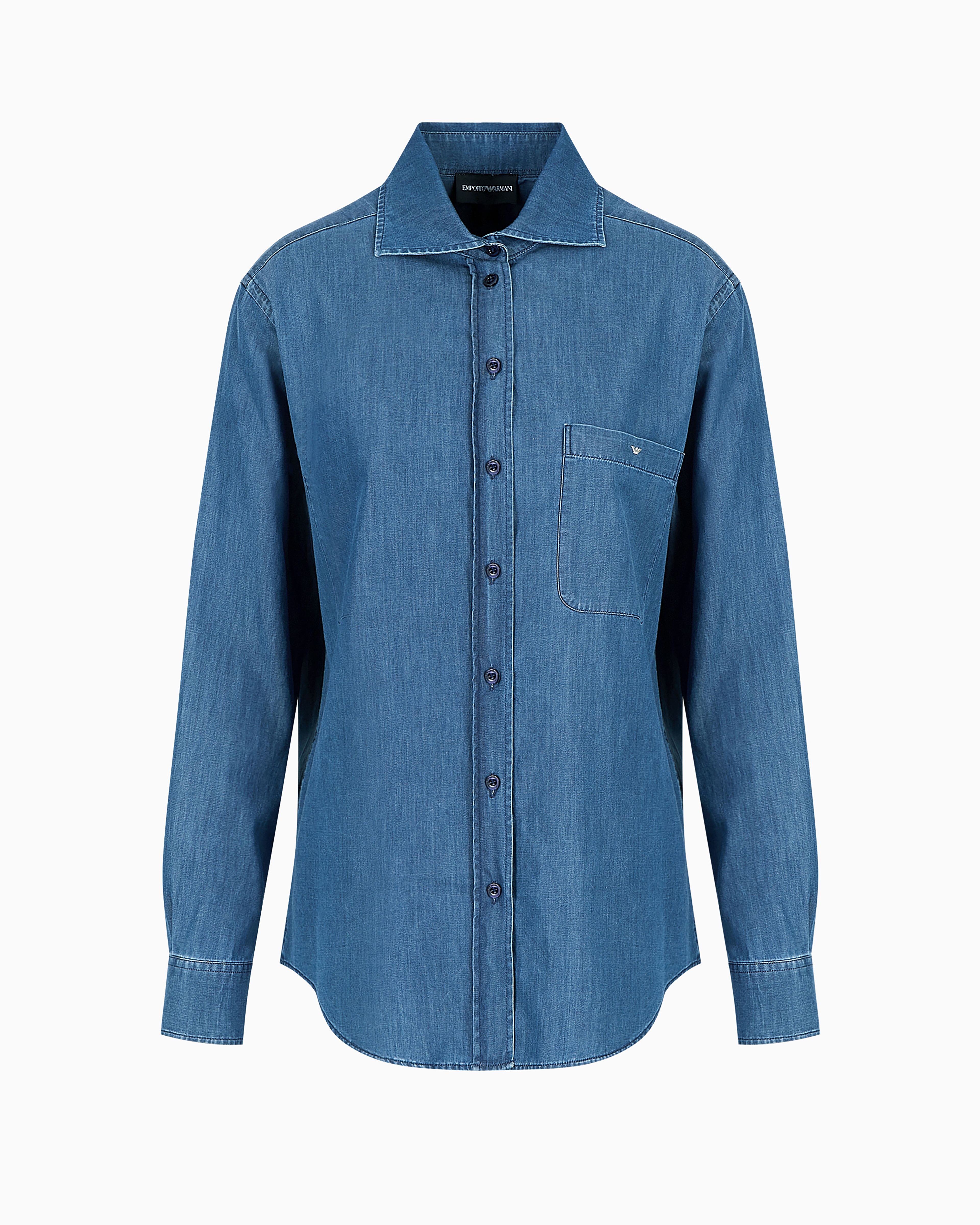 Emporio Armani Official Store Stone-washed Denim Shirt