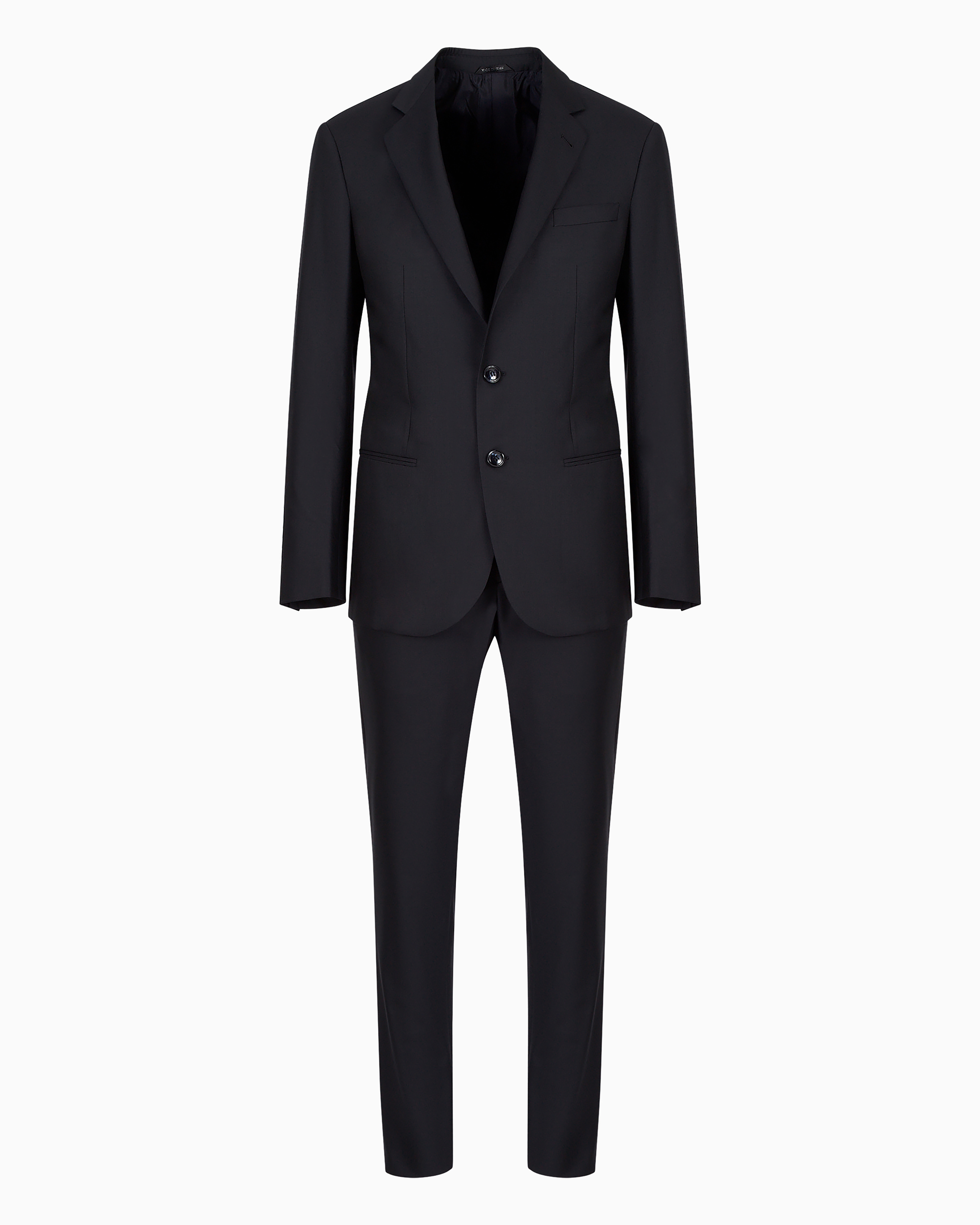 Giorgio Armani Official Store Soho Line Single-breasted Suit In Wool And Cashmere In Navy Blue