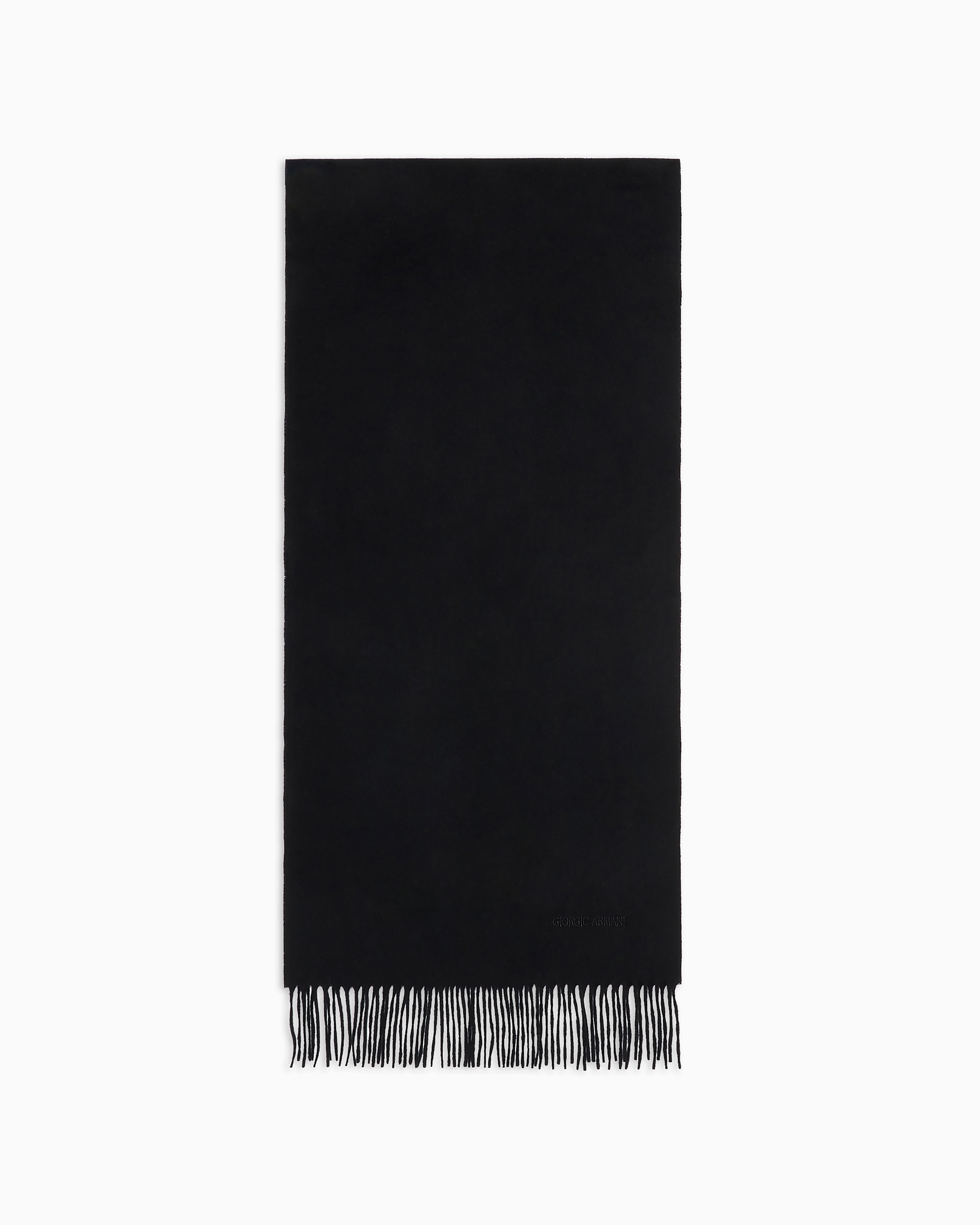 Giorgio Armani Logo Cashmere Scarf In Black