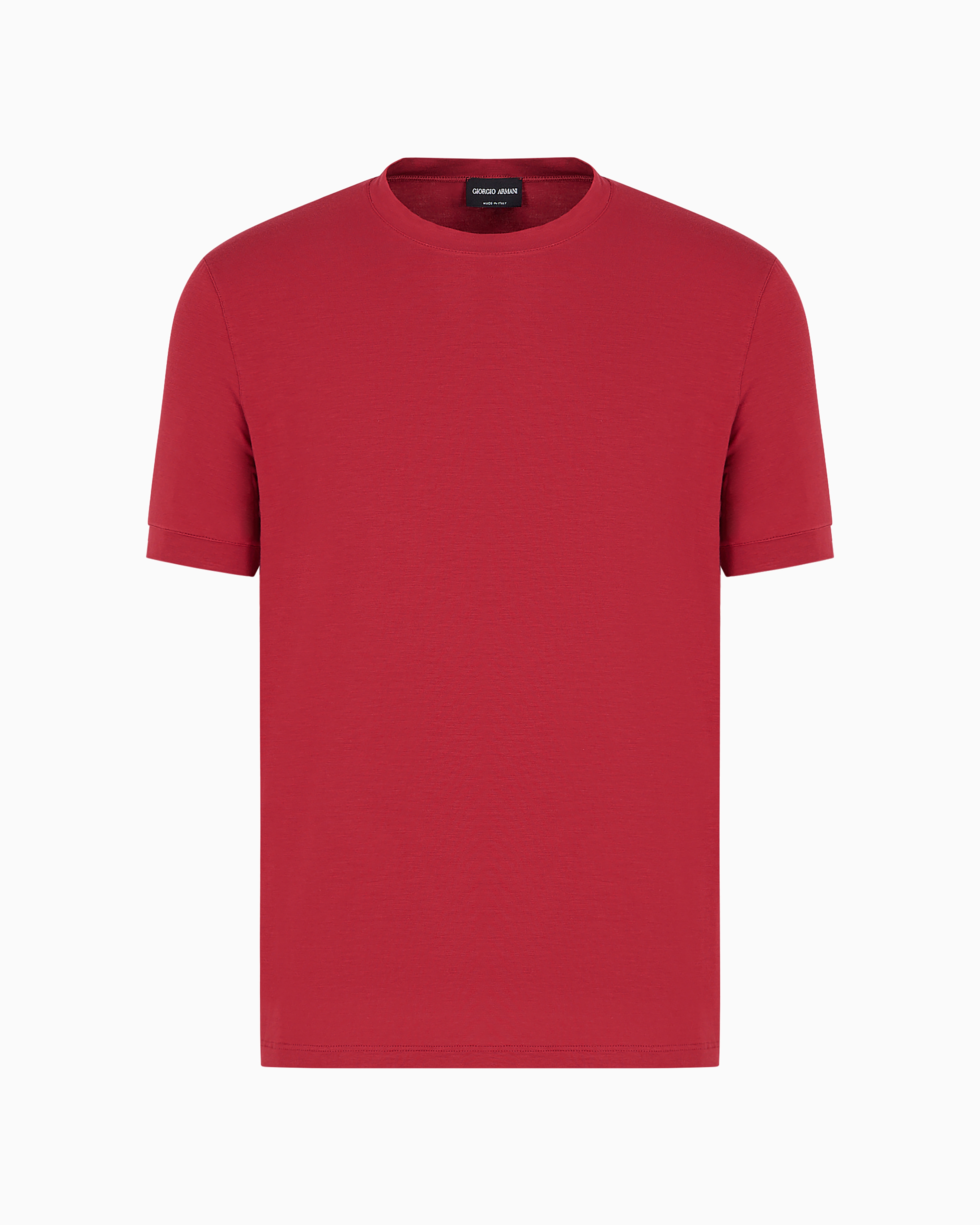 Giorgio Armani Crew-neck Long-sleeved T-shirt In Stretch Viscose Jersey In Red