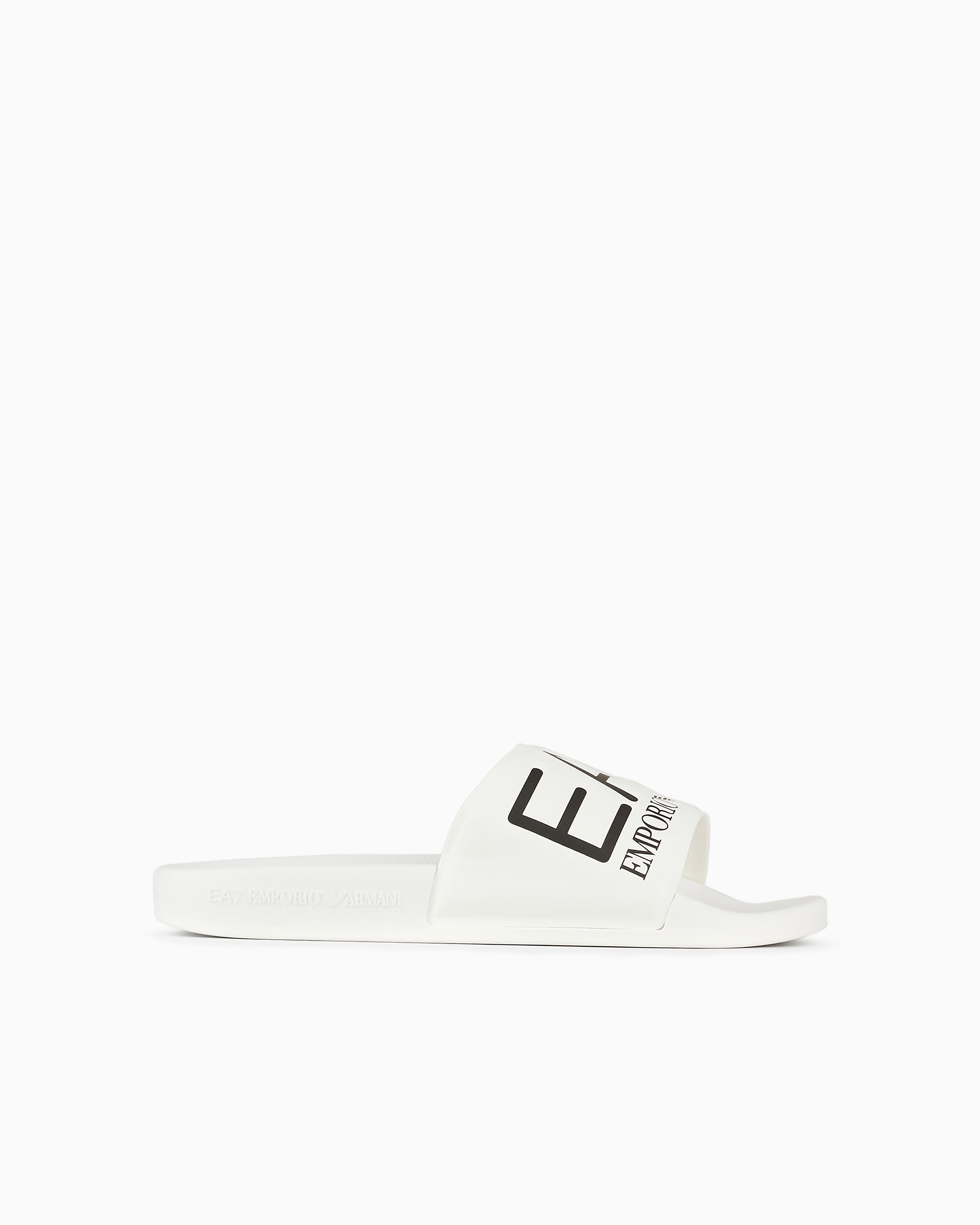 Emporio Armani Sliders With Oversized Logo In White