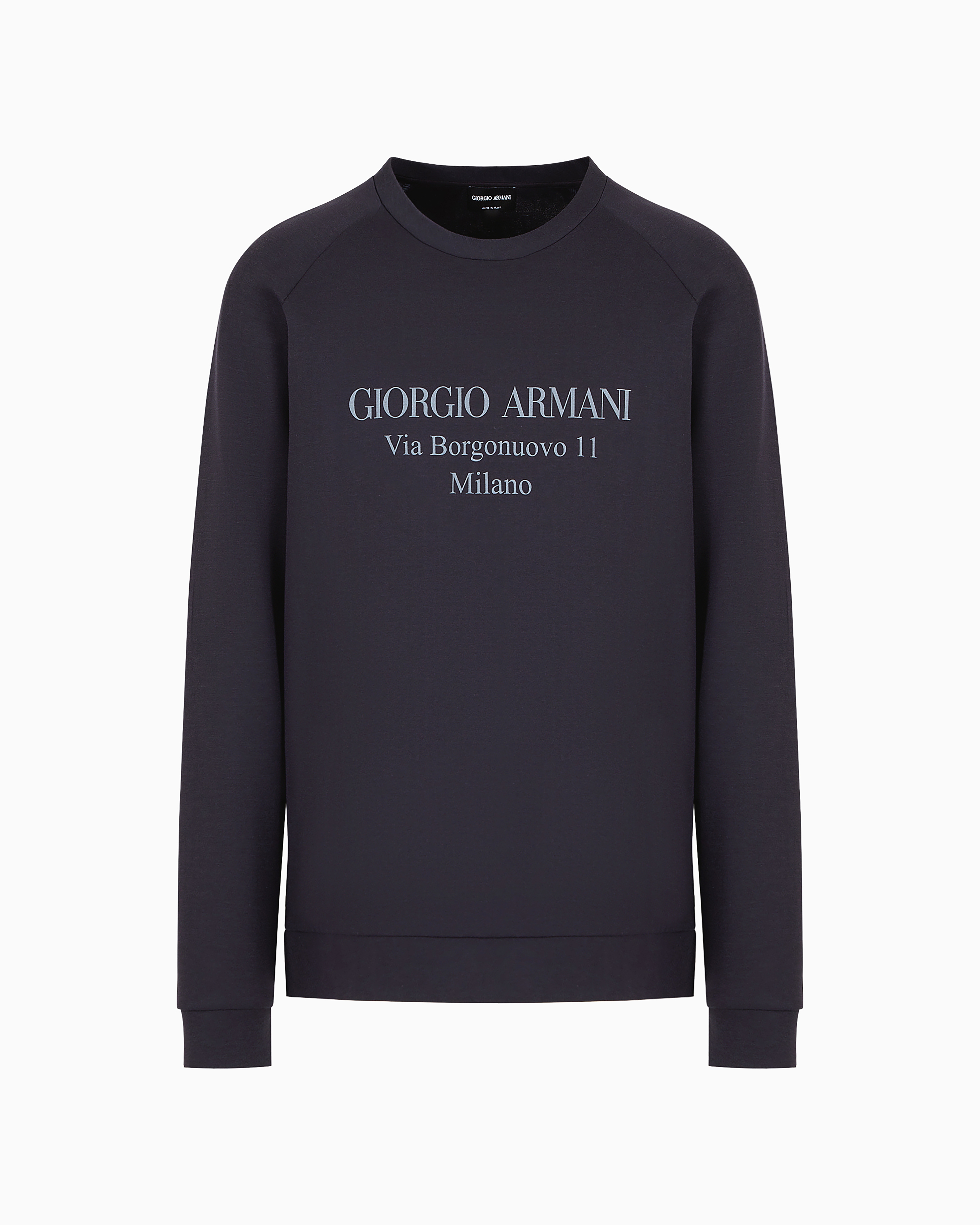 Giorgio Armani Official Store Borgonuovo 11 Sweatshirt In Cotton Double Jersey In Navy Blue