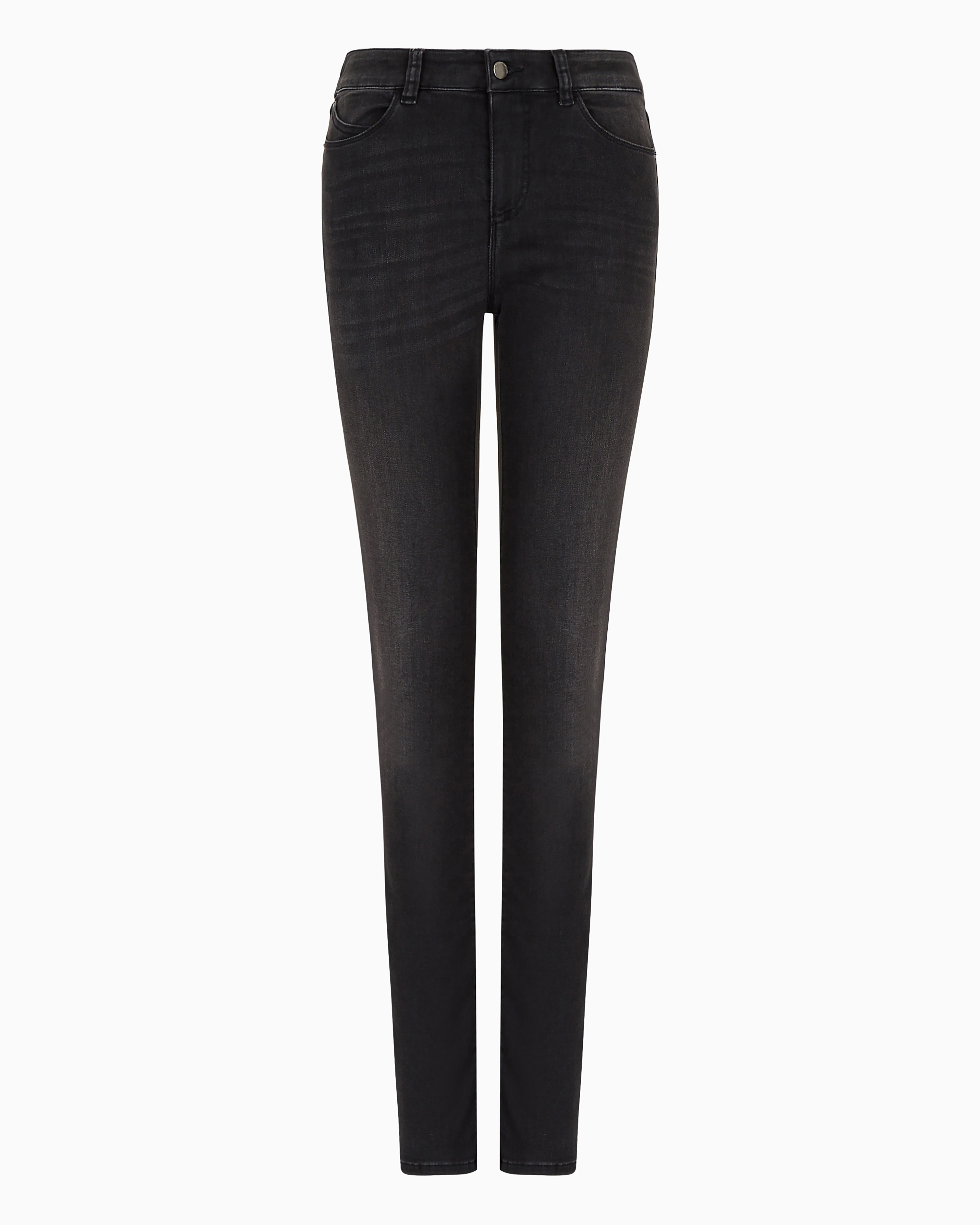 Emporio Armani J18 High-waisted Skinny-fit Stonewashed Comfort-denim Jeans In Black