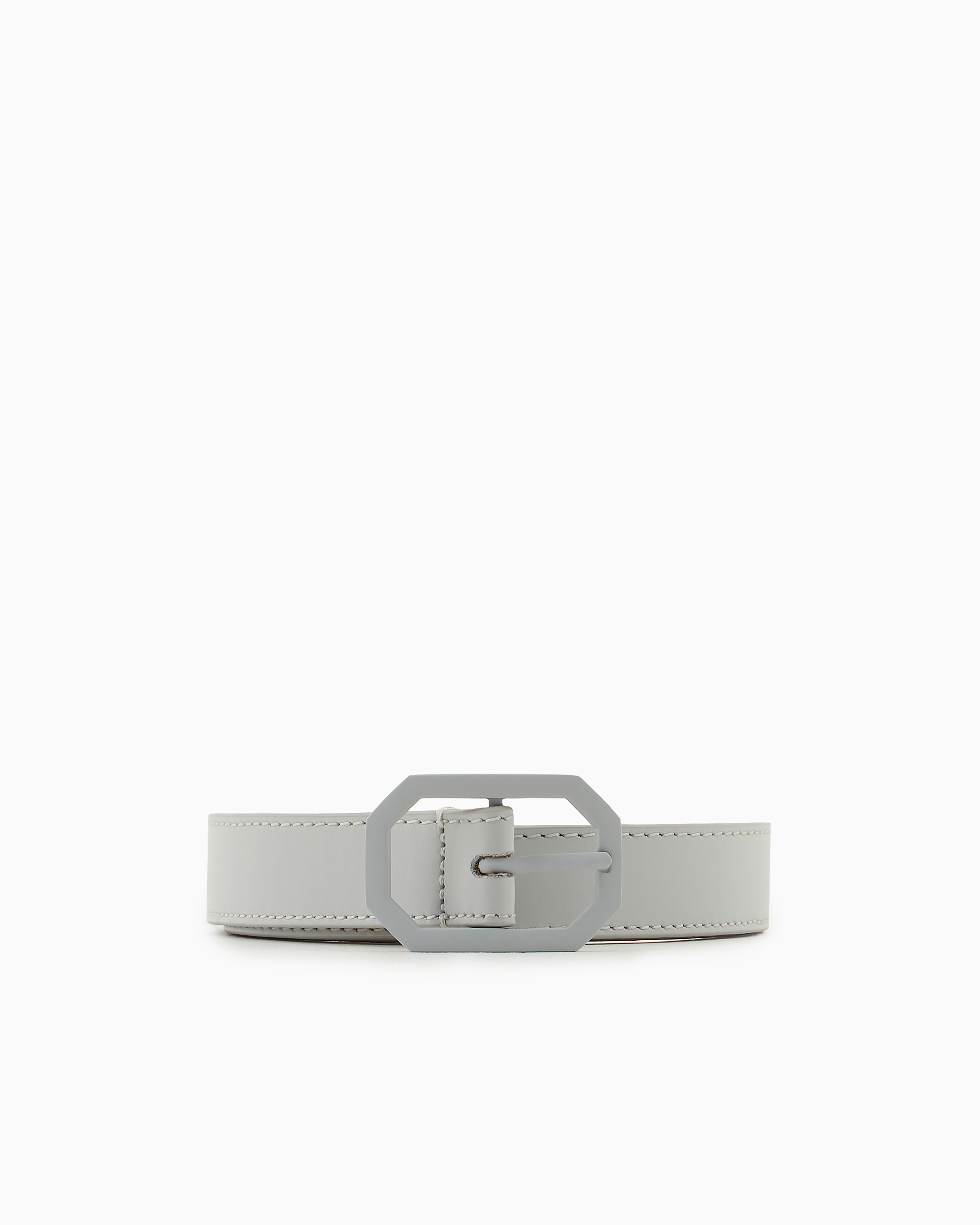 Emporio Armani Official Store Smooth Leather Belt In Light Grey