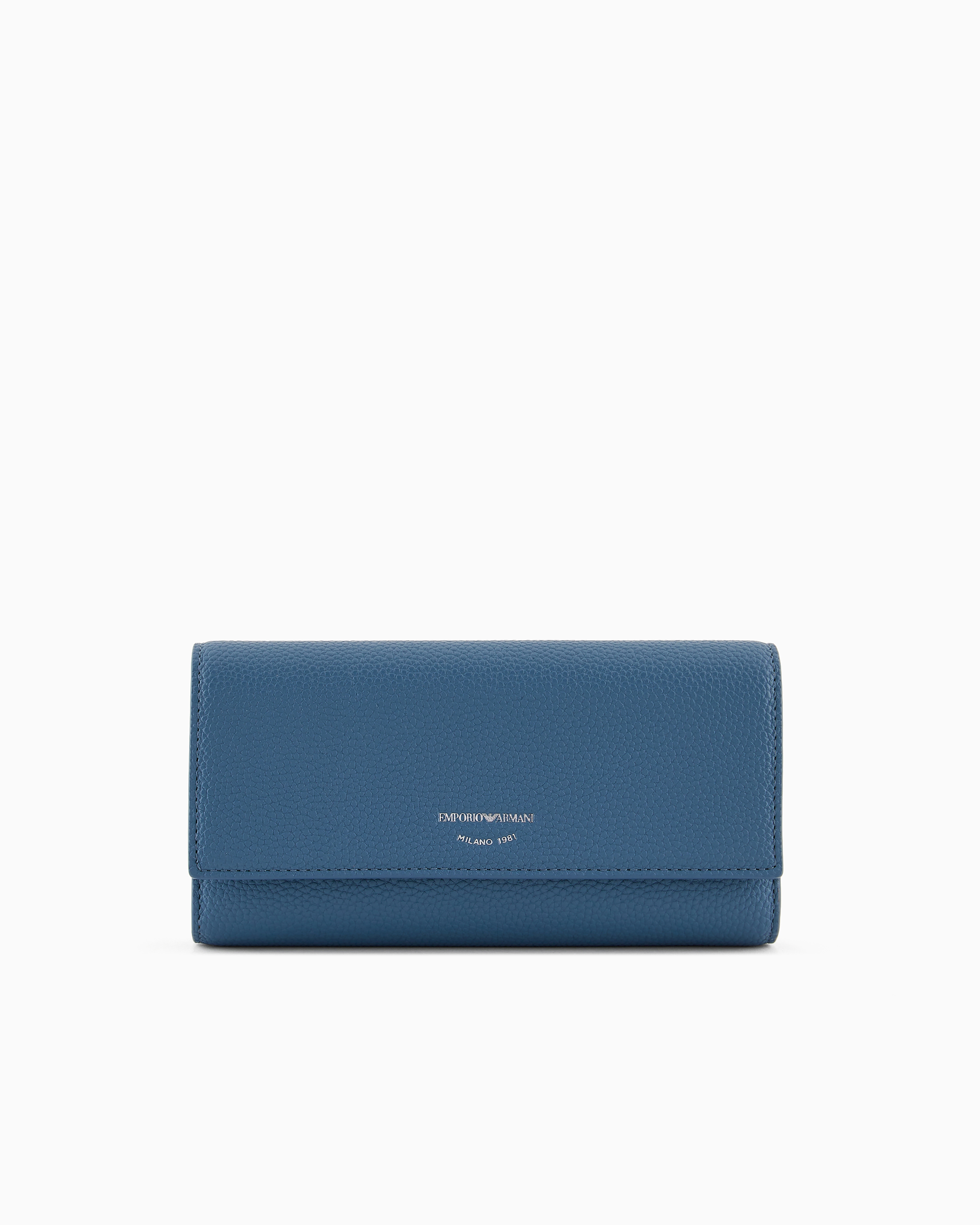 Emporio Armani Official Store Deer-print Myea Wallet With Flap In Azure