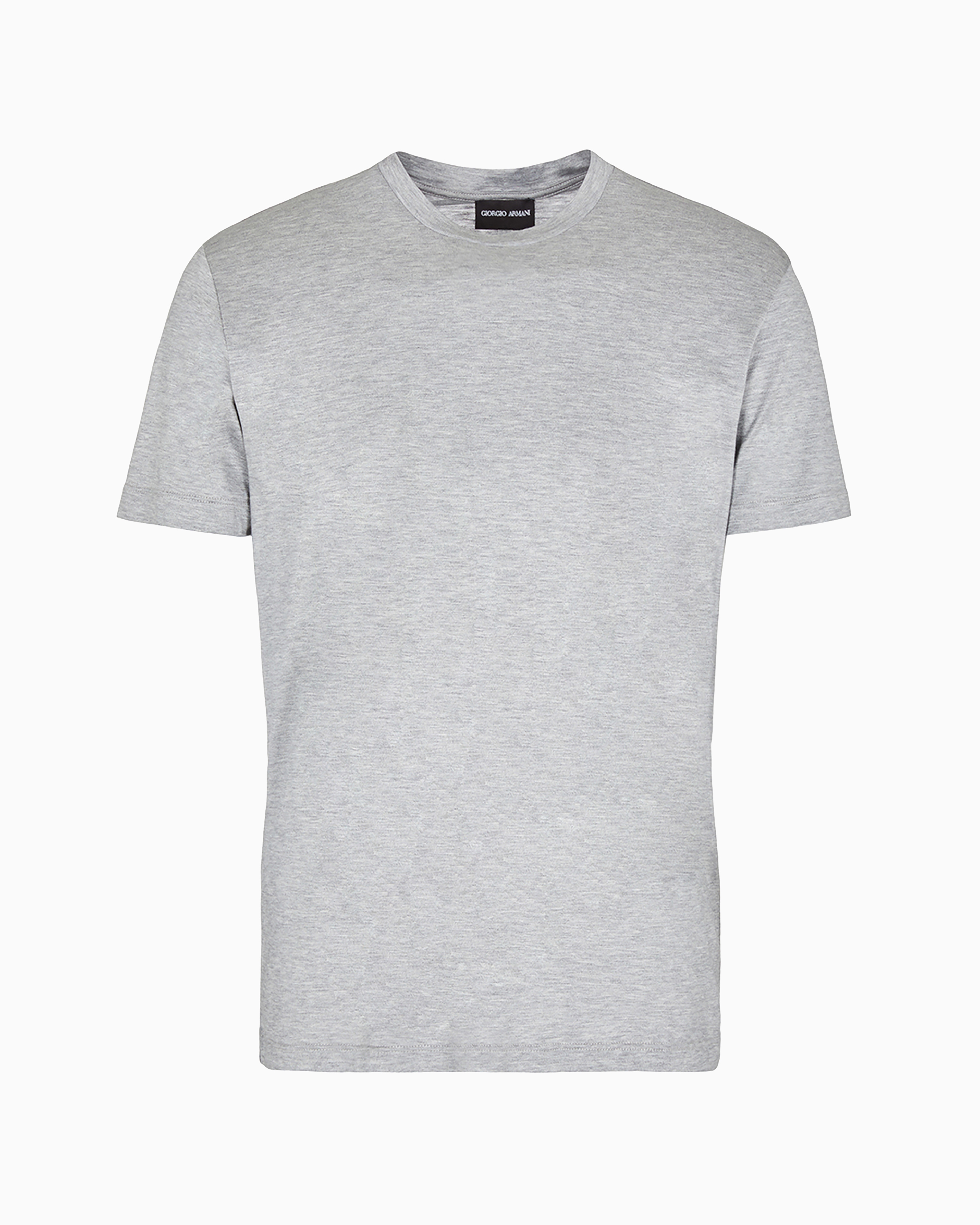 Giorgio Armani Official Store Plain-knit Jersey T-shirt In A Silk-and-cotton Blend In Light Gray