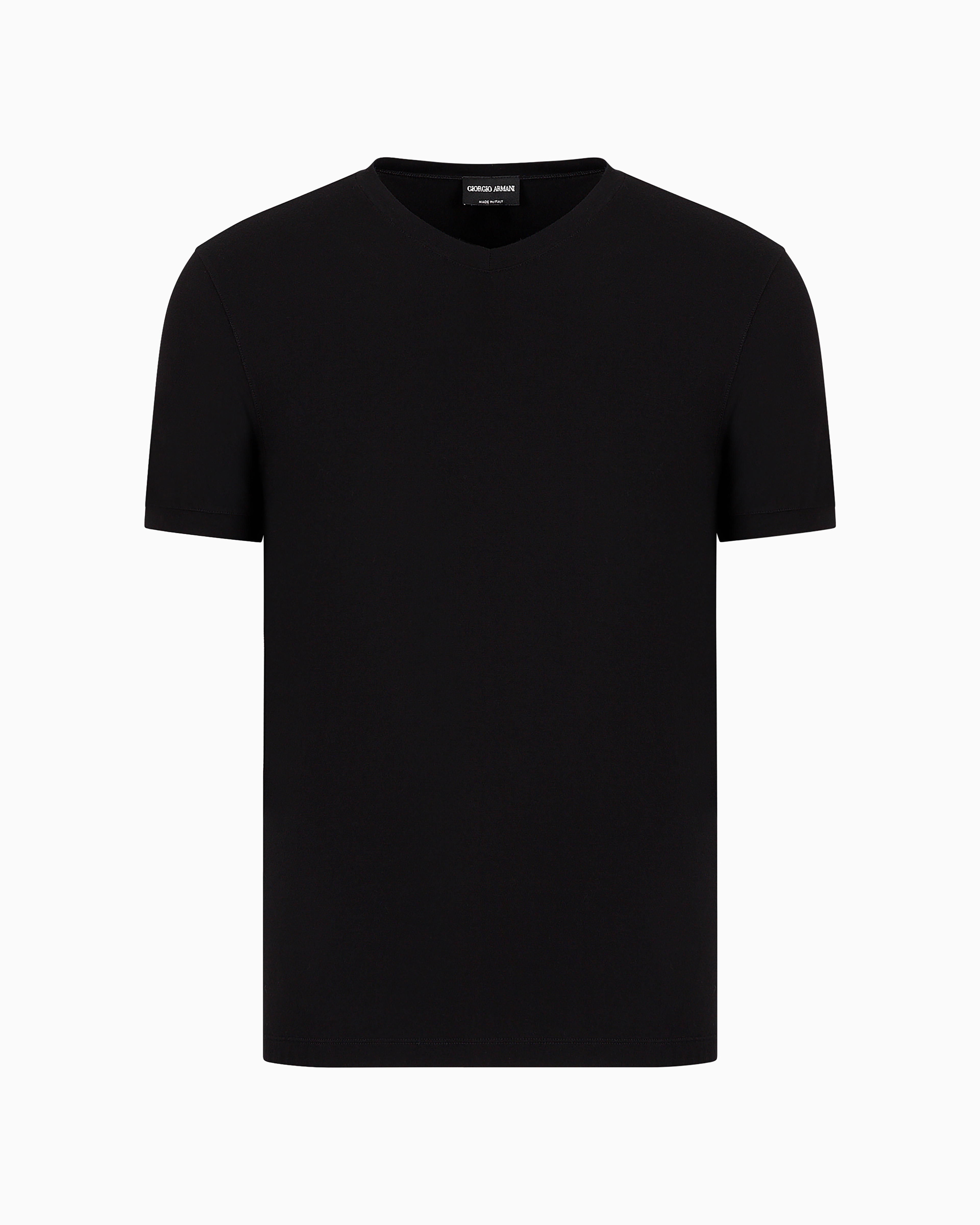 Giorgio Armani Official Store V-neck T-shirt Icon In Stretch Viscose Jersey In Black