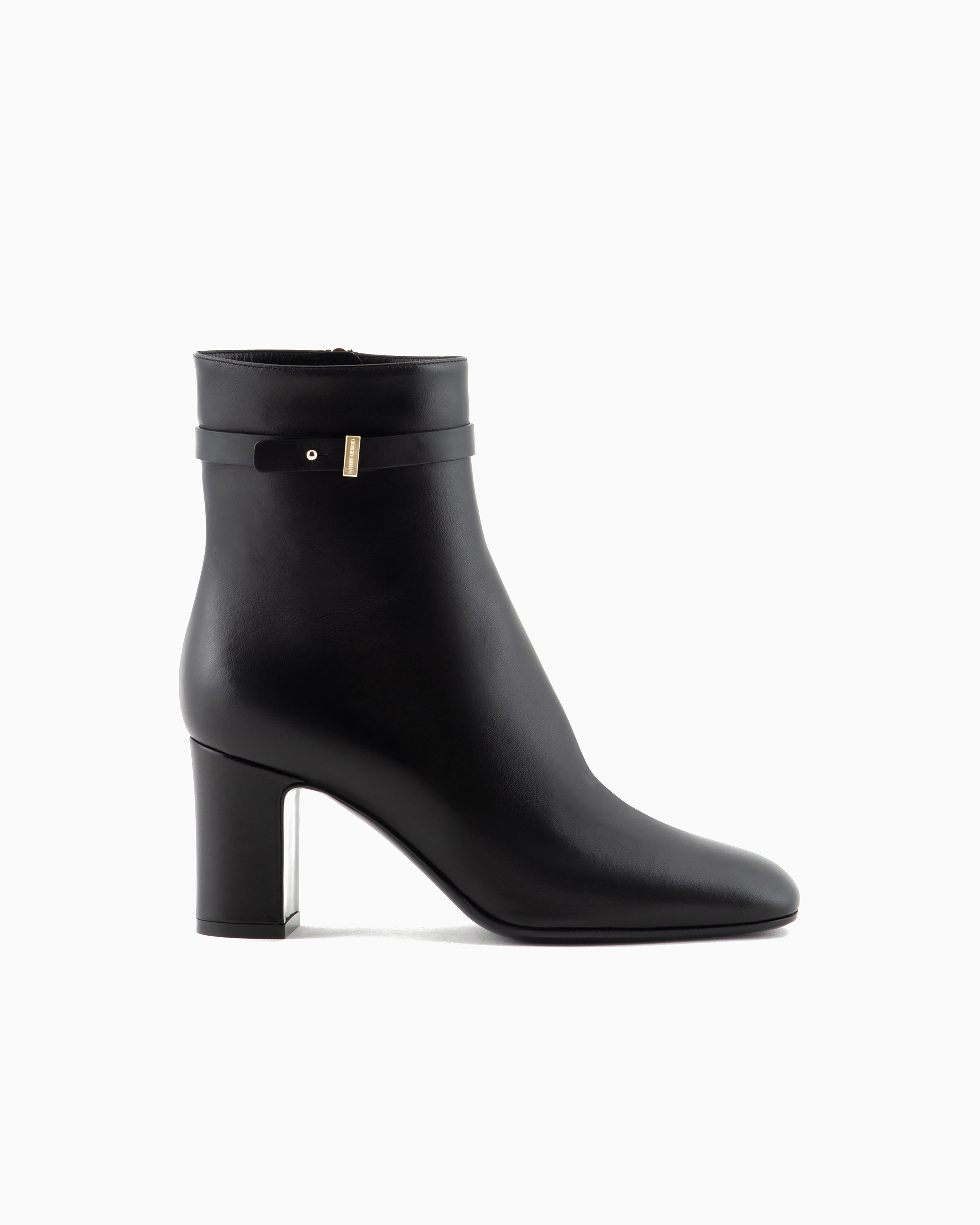 Giorgio Armani Official Store Nappa-leather Heeled Ankle Boots In Black