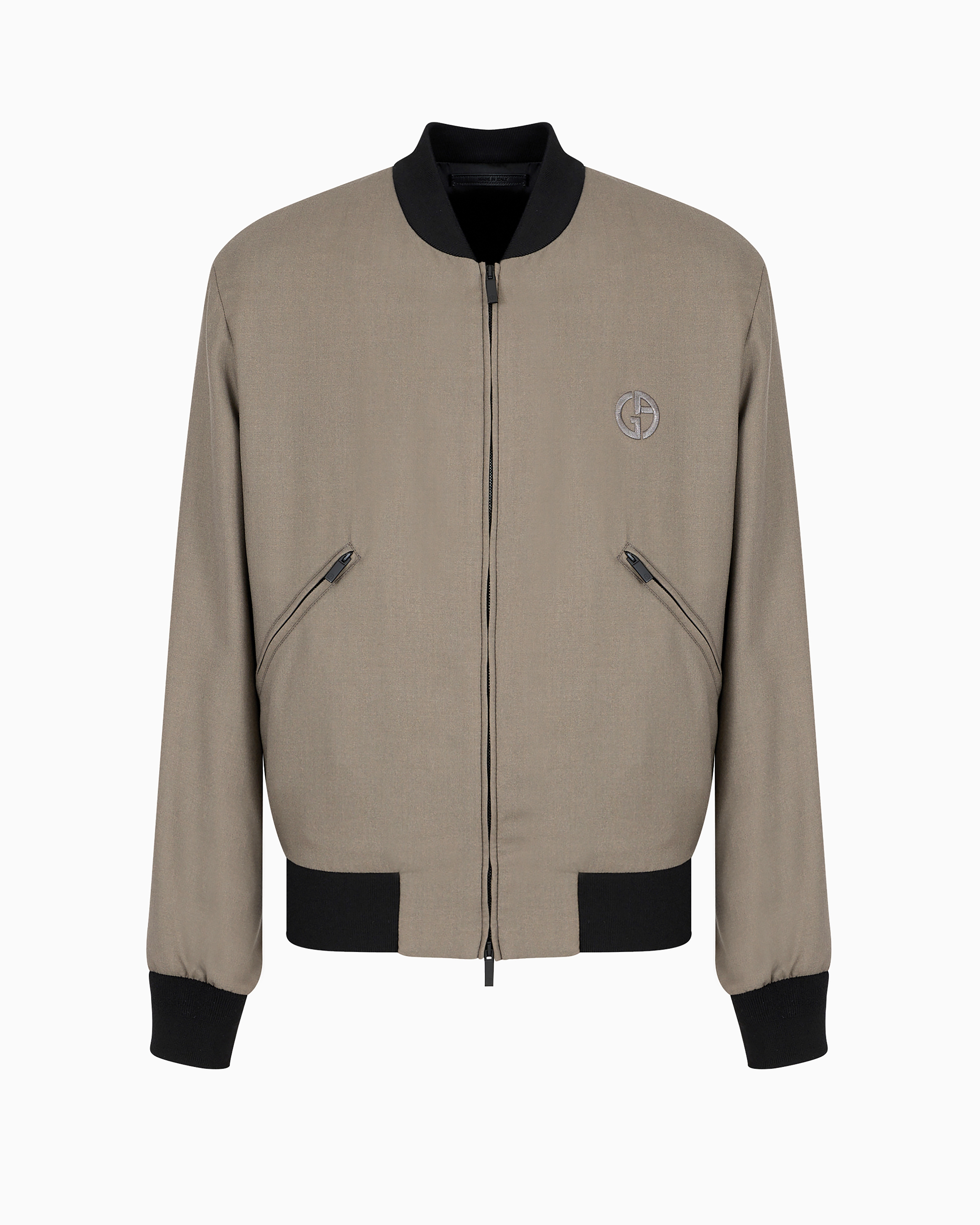Giorgio Armani Official Store Blouson En Toile De Cachemire Et Soie Asv In Brown