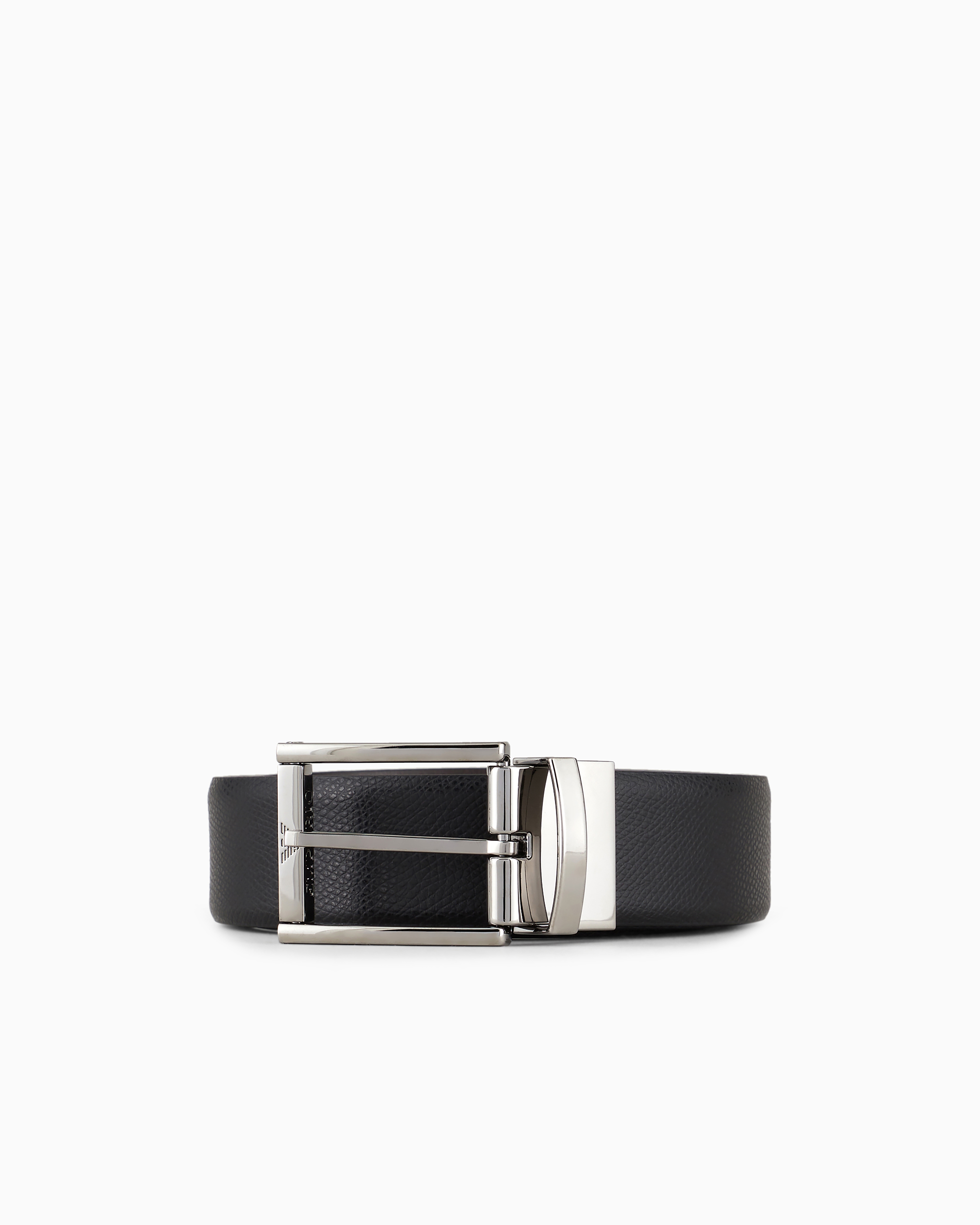 Emporio Armani Reversible Belt In Printed Boarded Leather And Smooth Leather In Brown