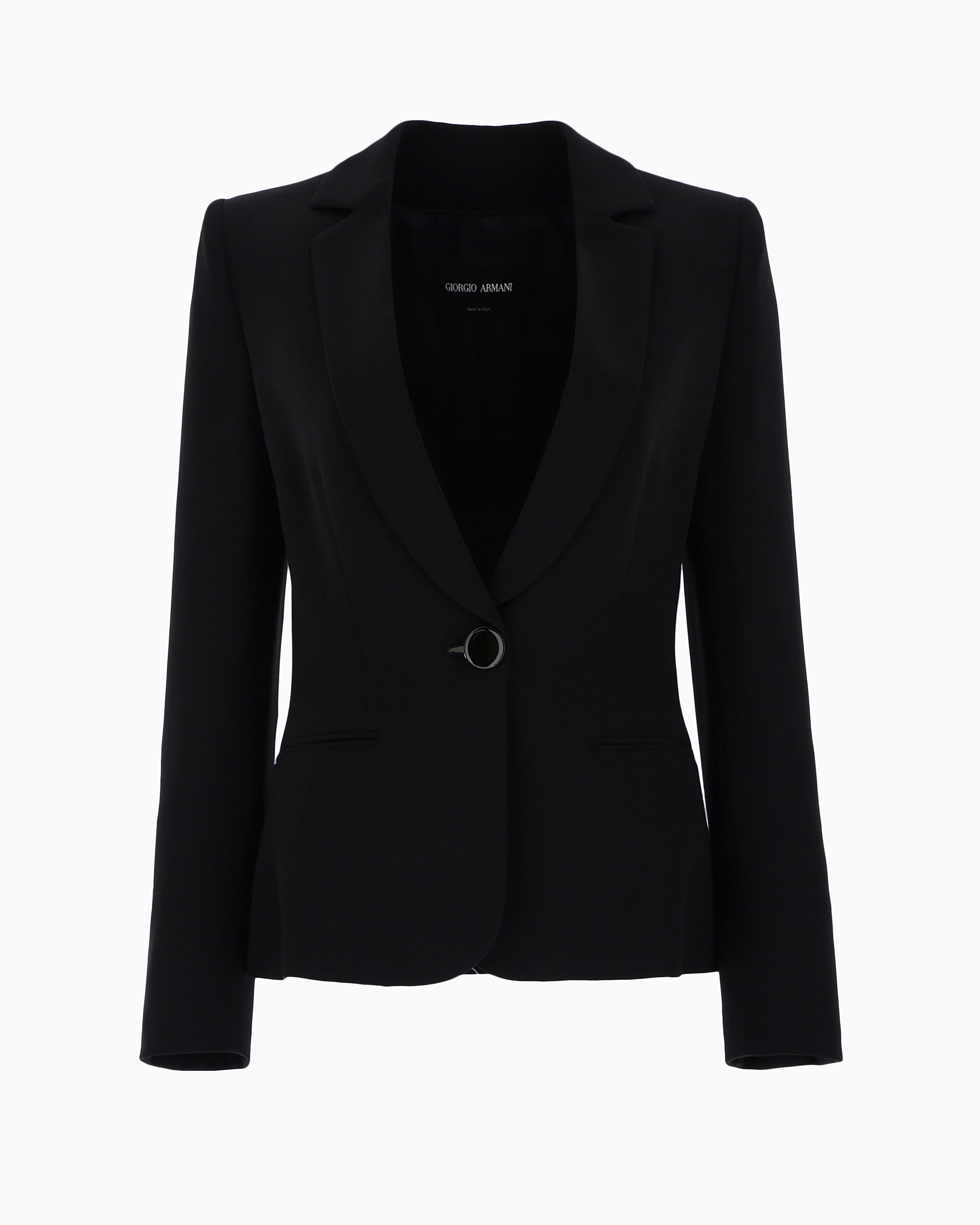 Giorgio Armani Official Store Mulberry Silk Single-breasted Jacket In Black