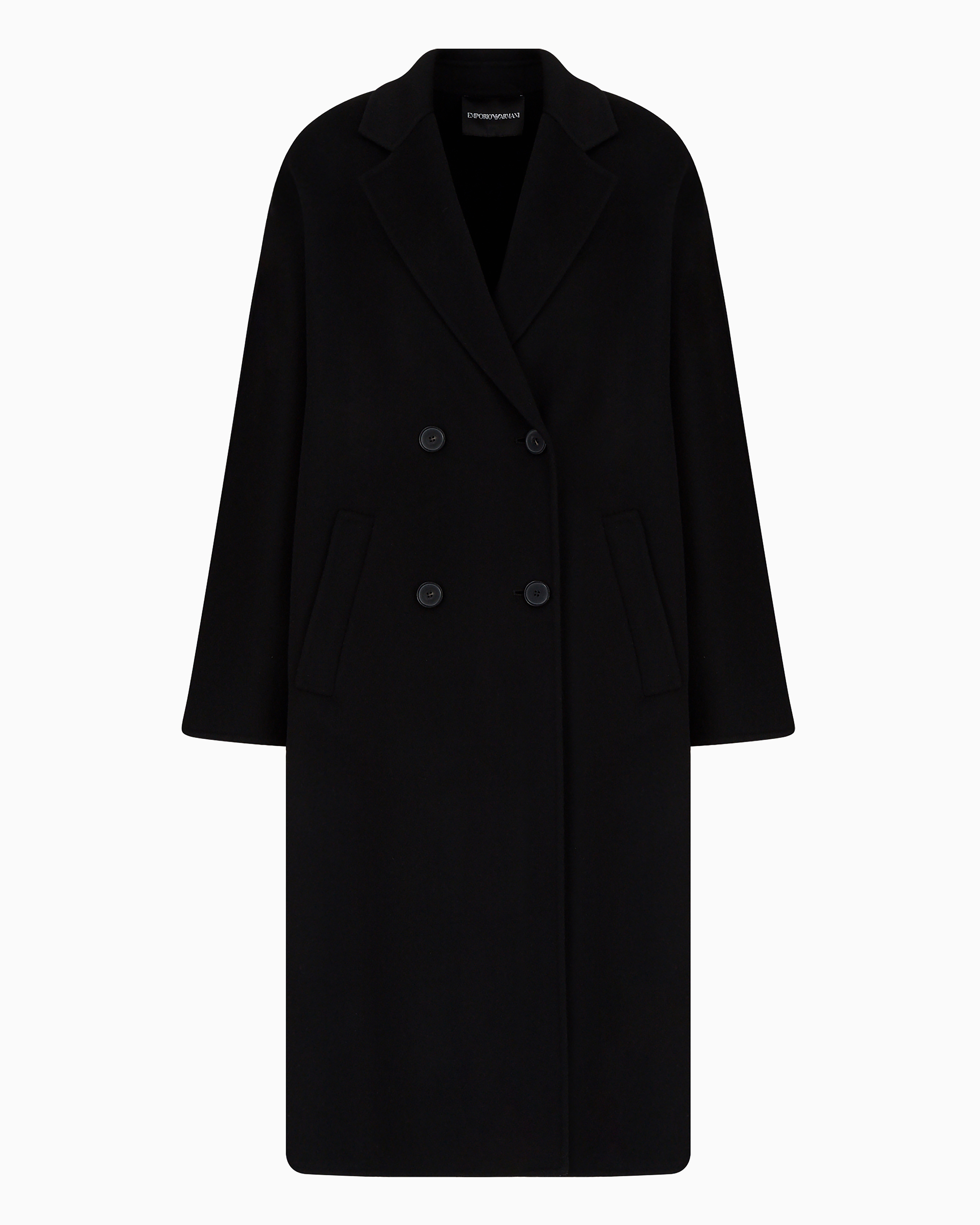 Emporio Armani Official Store Casentino Wool And Cashmere Double-breasted Coat In Black