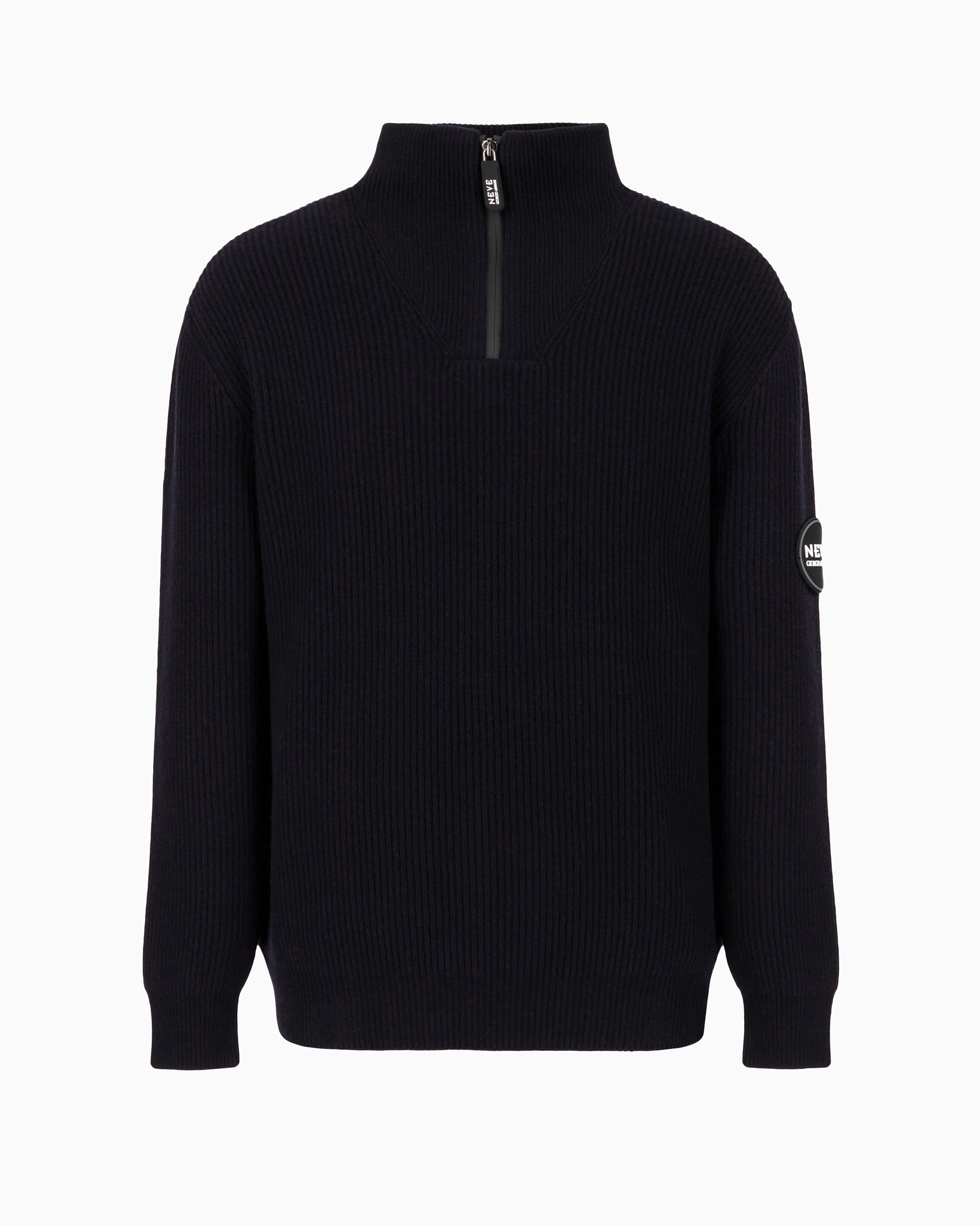 Giorgio Armani Navy Half-zip Sweater In Navy Blue