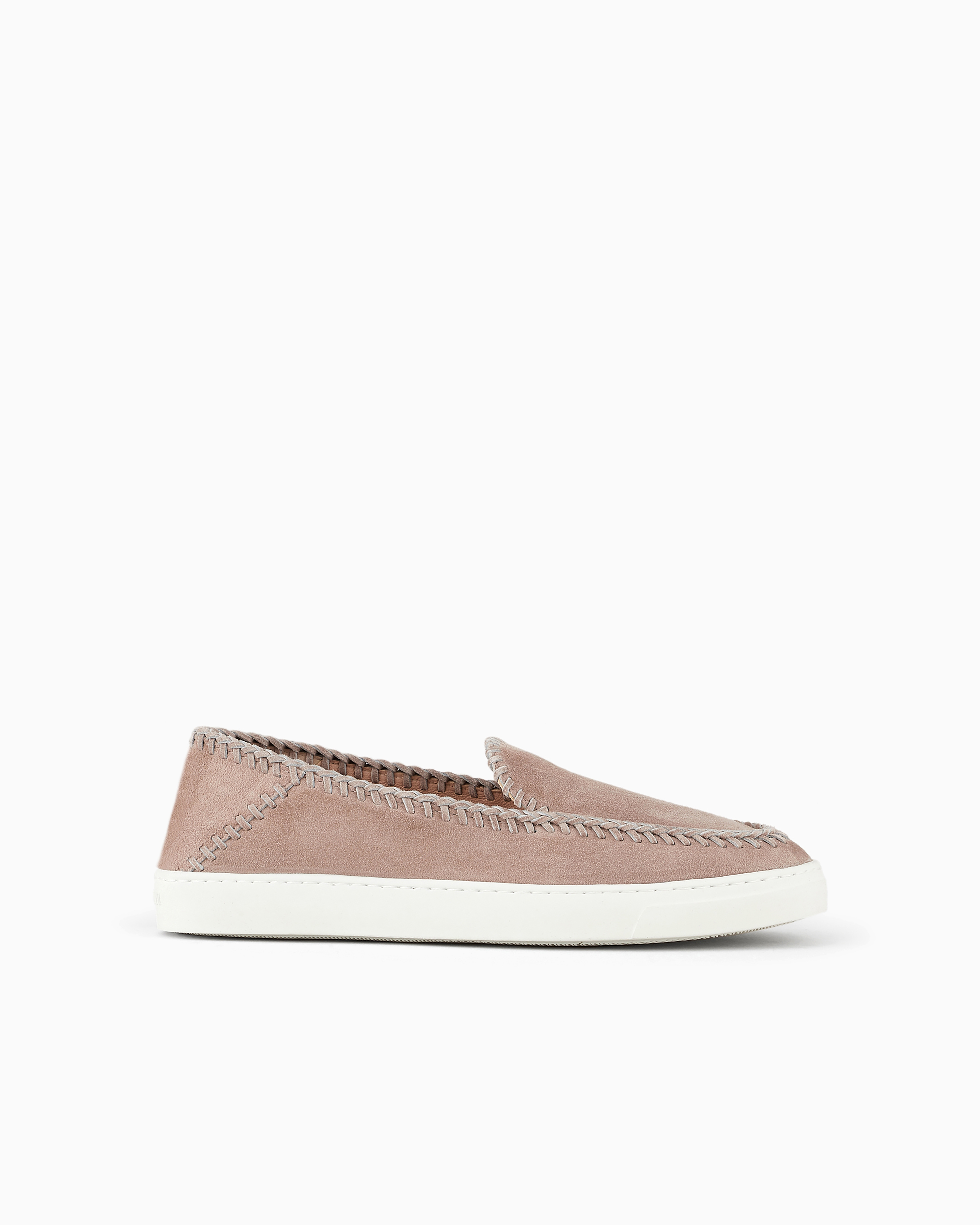 Giorgio Armani Official Store Galleria 3 Suede Slip-ons In Beige