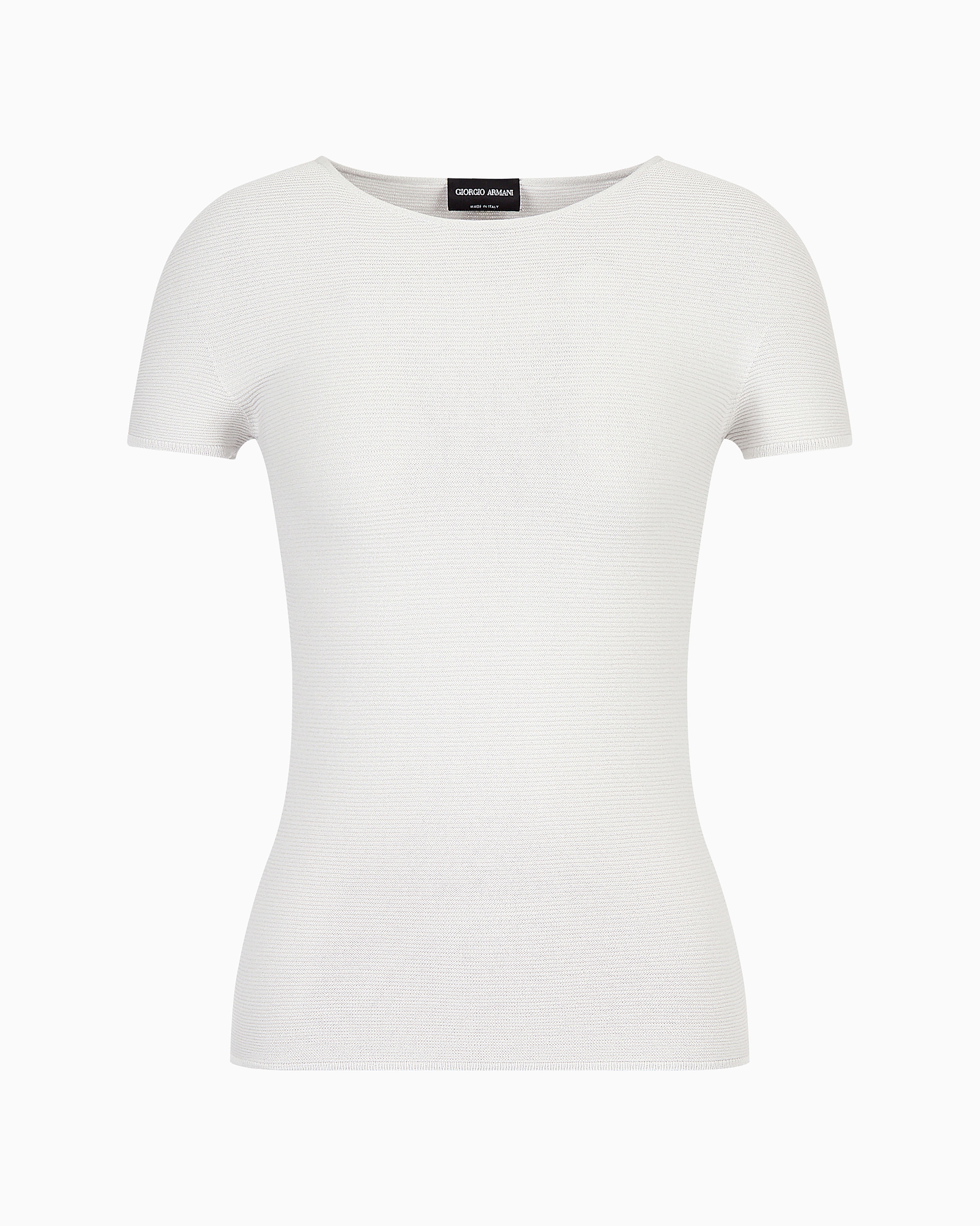 Giorgio Armani Links-stitch Viscose Short-sleeved Jumper In Beige