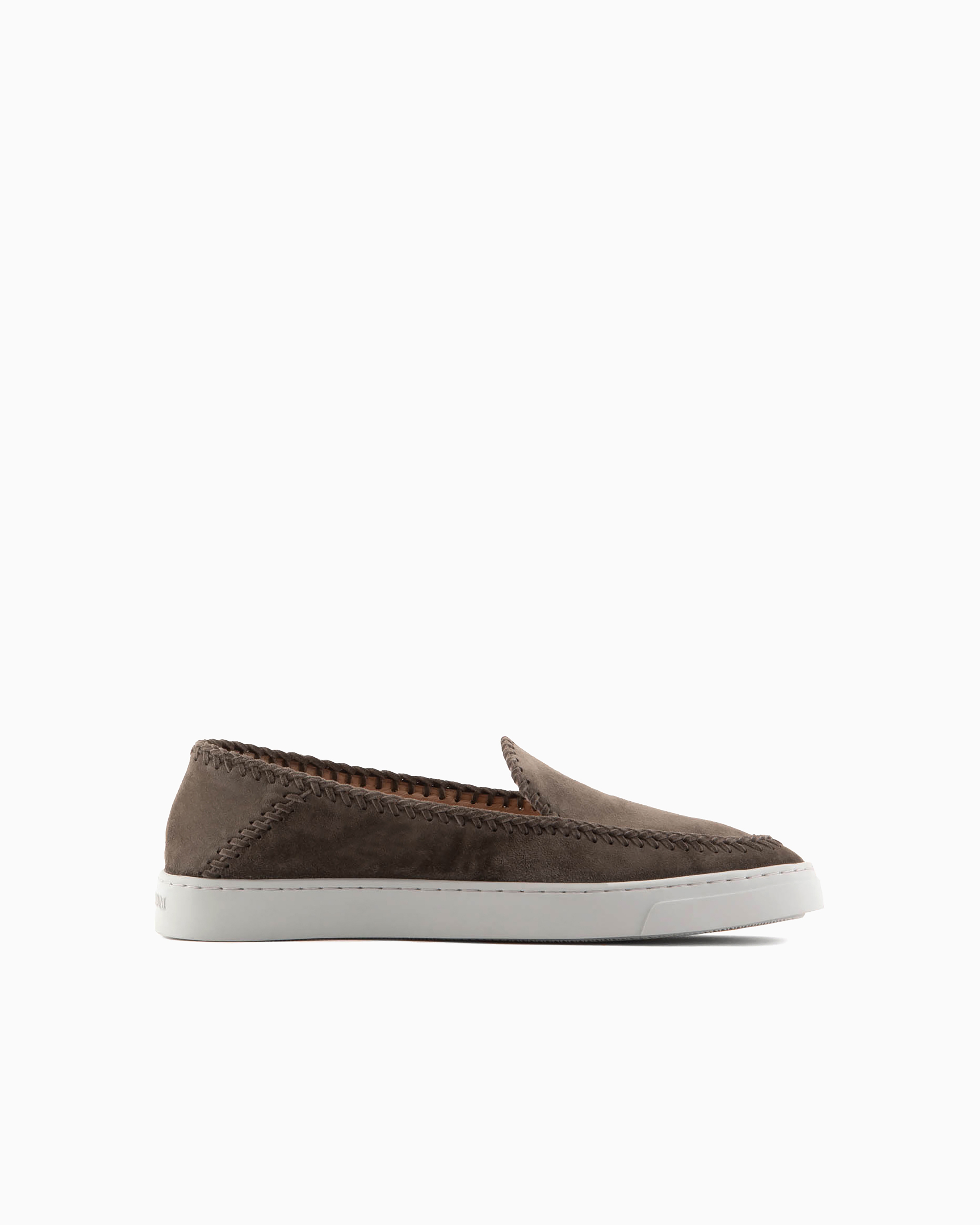 Giorgio Armani Official Store Galleria 3 Suede Slip-ons In Dove Grey