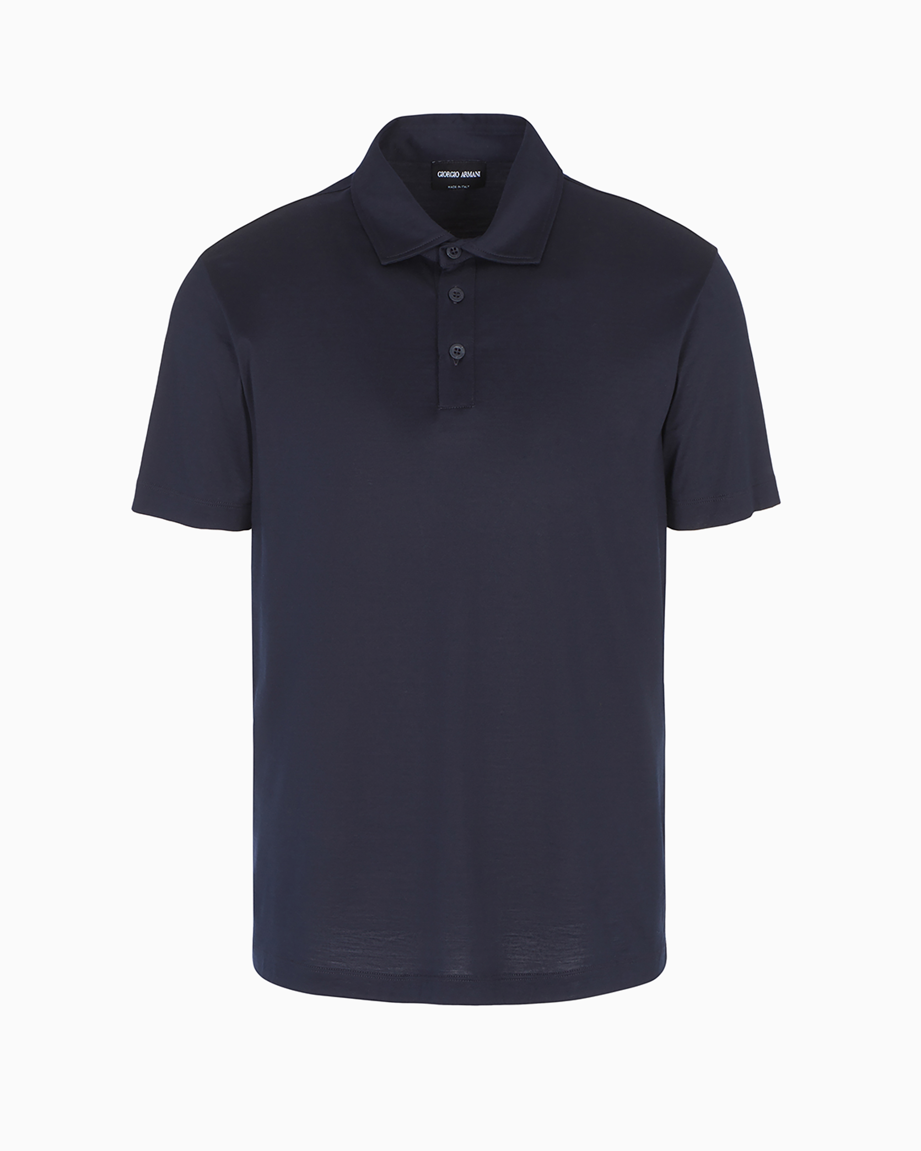 Giorgio Armani Silk And Cotton-mélange Jersey Polo Shirt In Blue