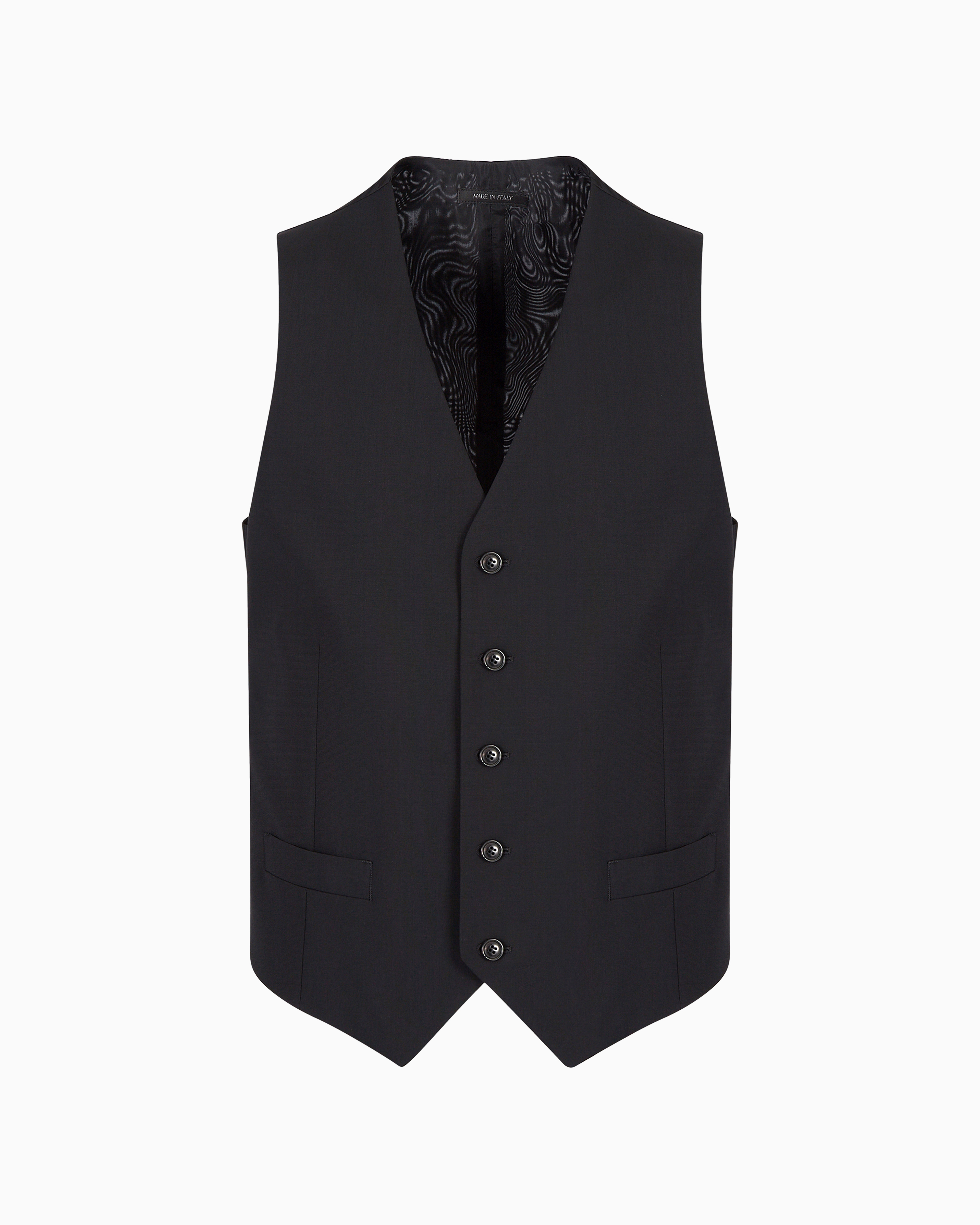 Giorgio Armani Official Store Single-breasted Waistcoat In Virgin Wool In Black