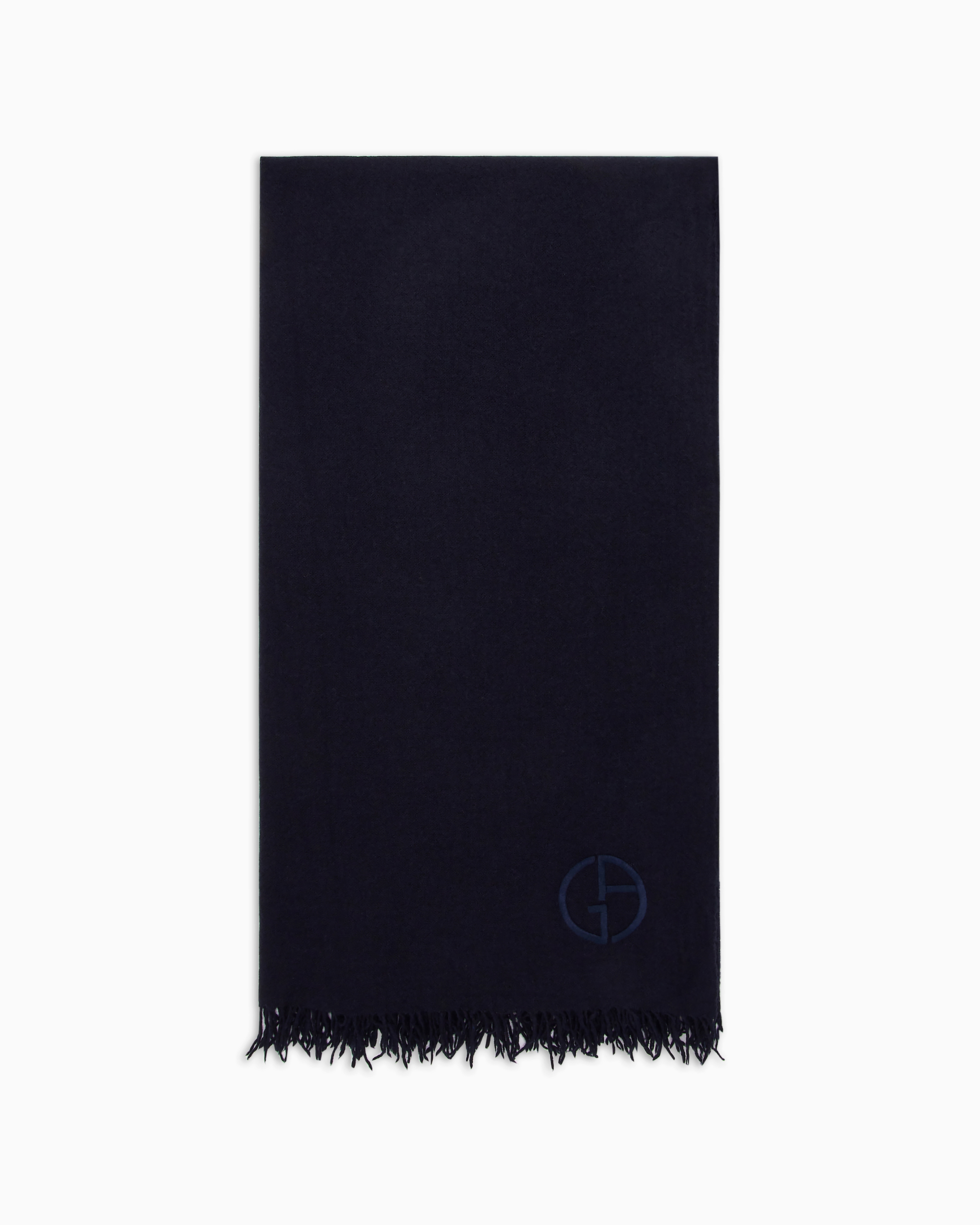 Giorgio Armani Wool, Silk And Cashmere Foulard In Navy Blue