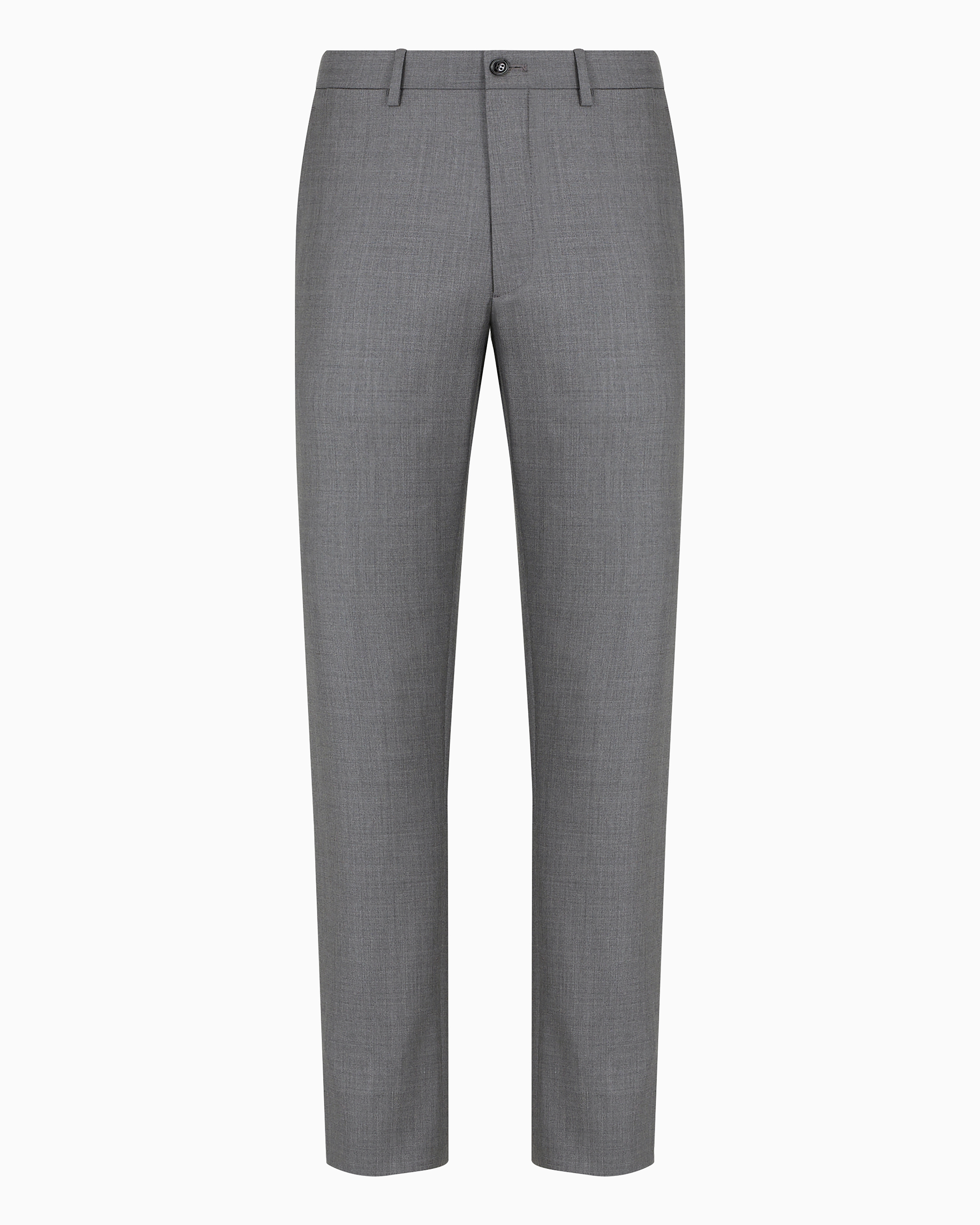 Giorgio Armani Official Store Flat-front Trousers In Wool And Cashmere Gabardine In Gray