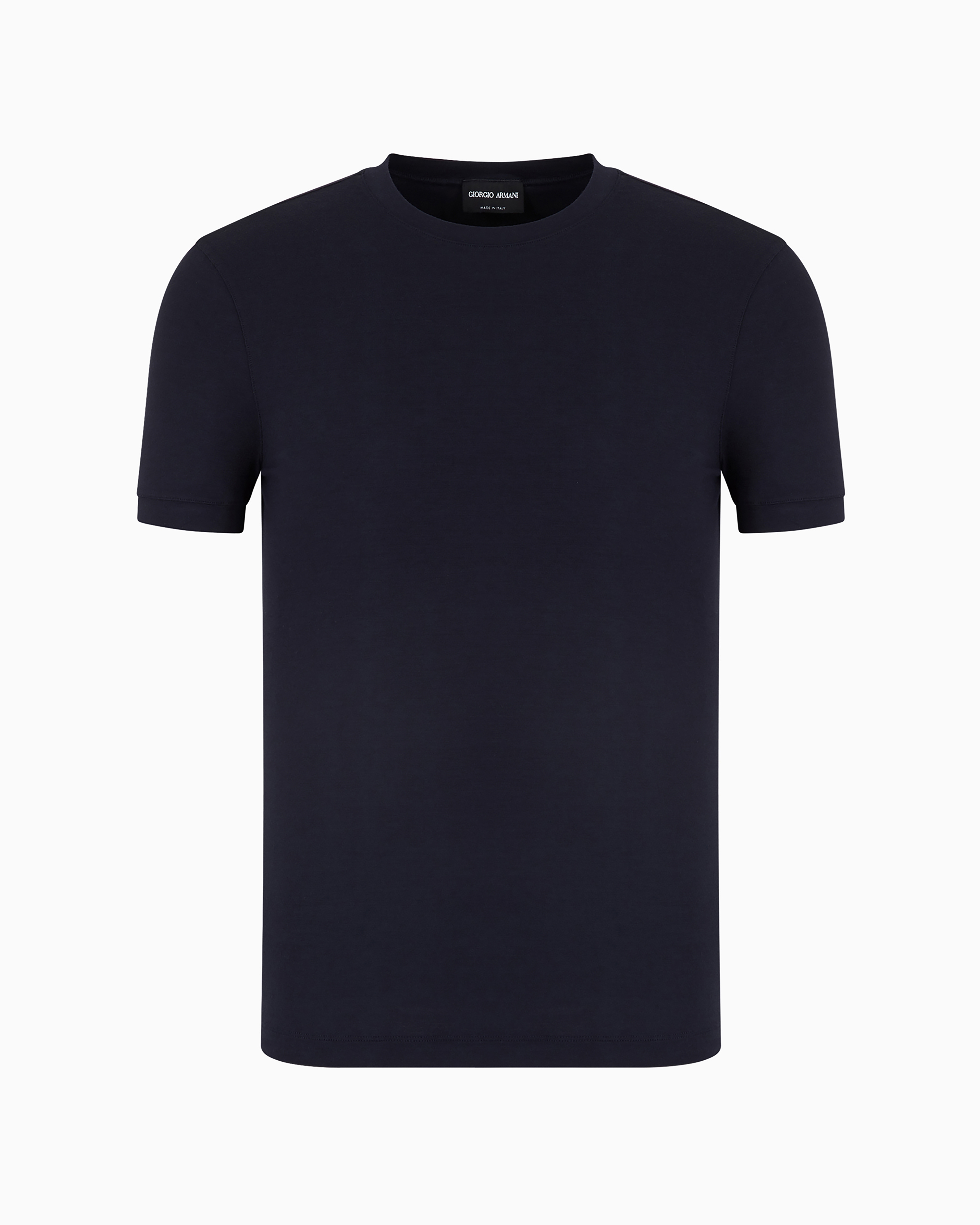 Giorgio Armani Crew-neck Long-sleeved T-shirt In Stretch Viscose Jersey In Navy Blue